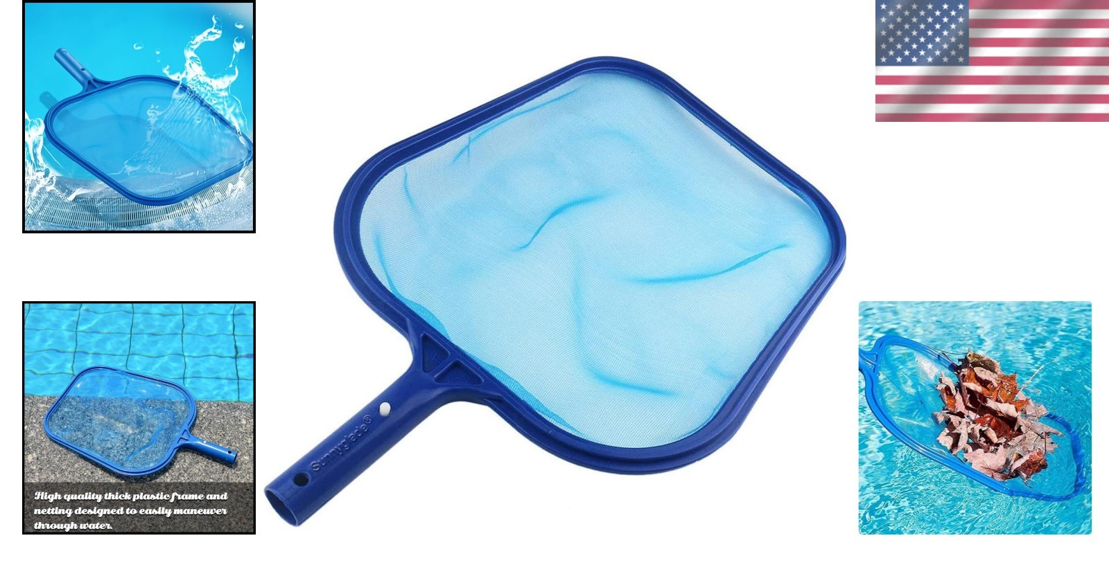 Versatile Pool Leaf Skimmer – Heavy-Duty Net (17.5×11.8in) for Koi Ponds & Pools