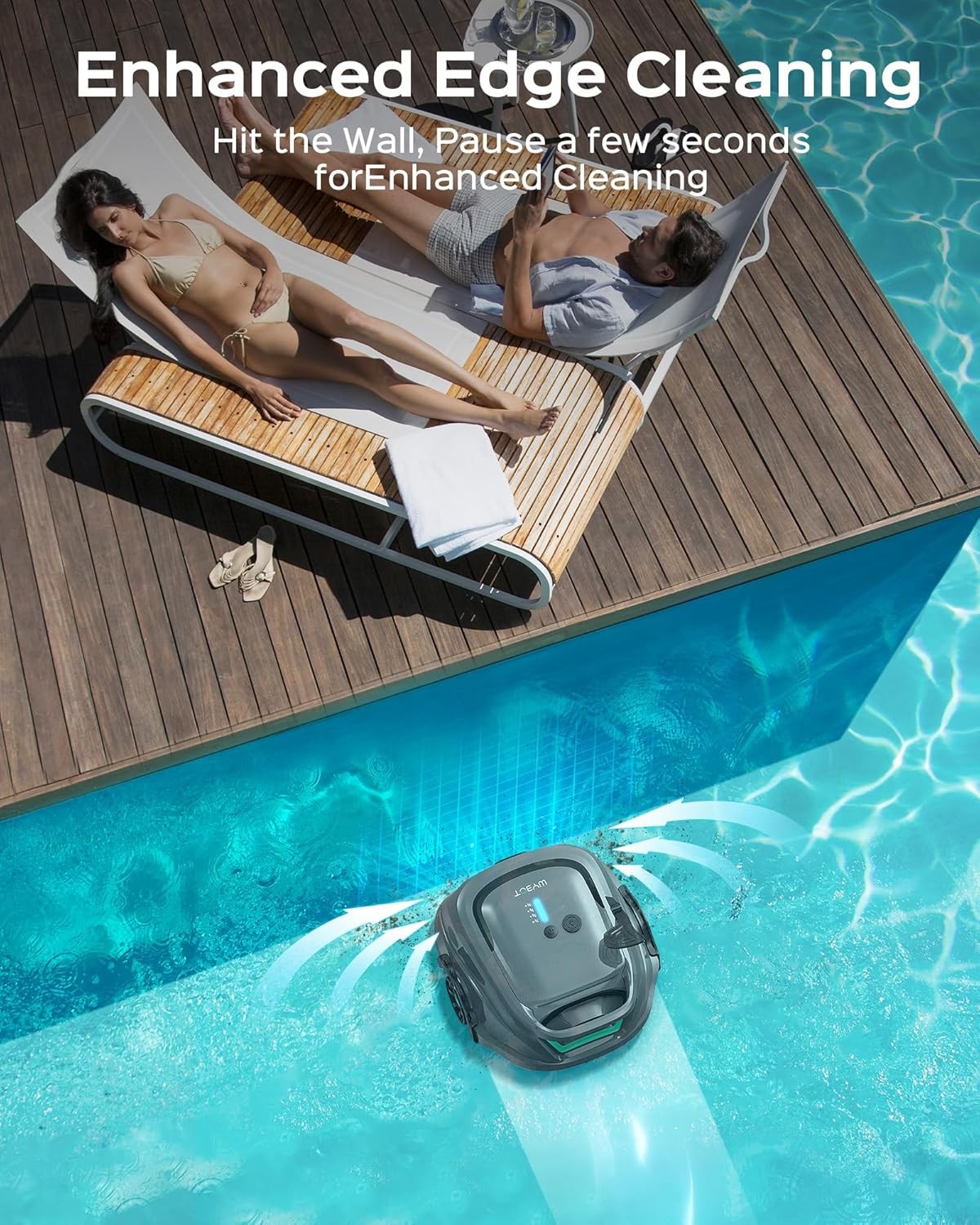 WYBOT A1 Cordless Robotic Pool Cleaner Automatic Pool Vacuum 1076 Sq.ft