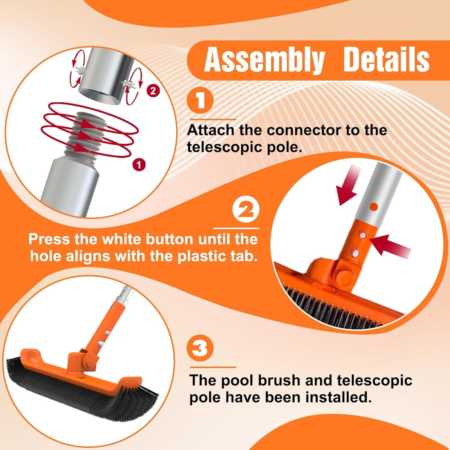 NEW Pool Brush with 12FT Telescopic Pole 18″ Scrubber for Walls Tiles & Floors