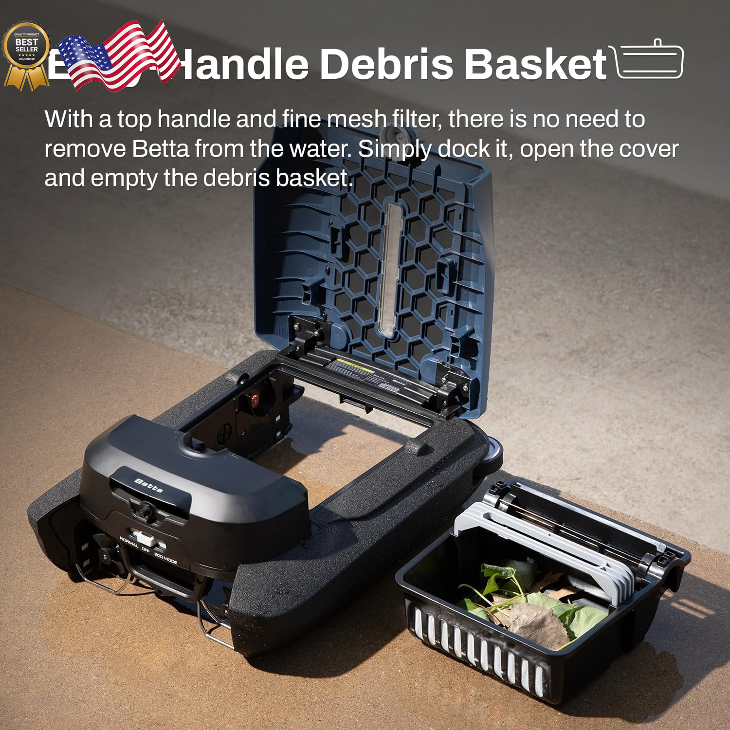 Betta Flex Solar-Powered Robotic Pool Skimmer Cordless with Dual Cleanin
