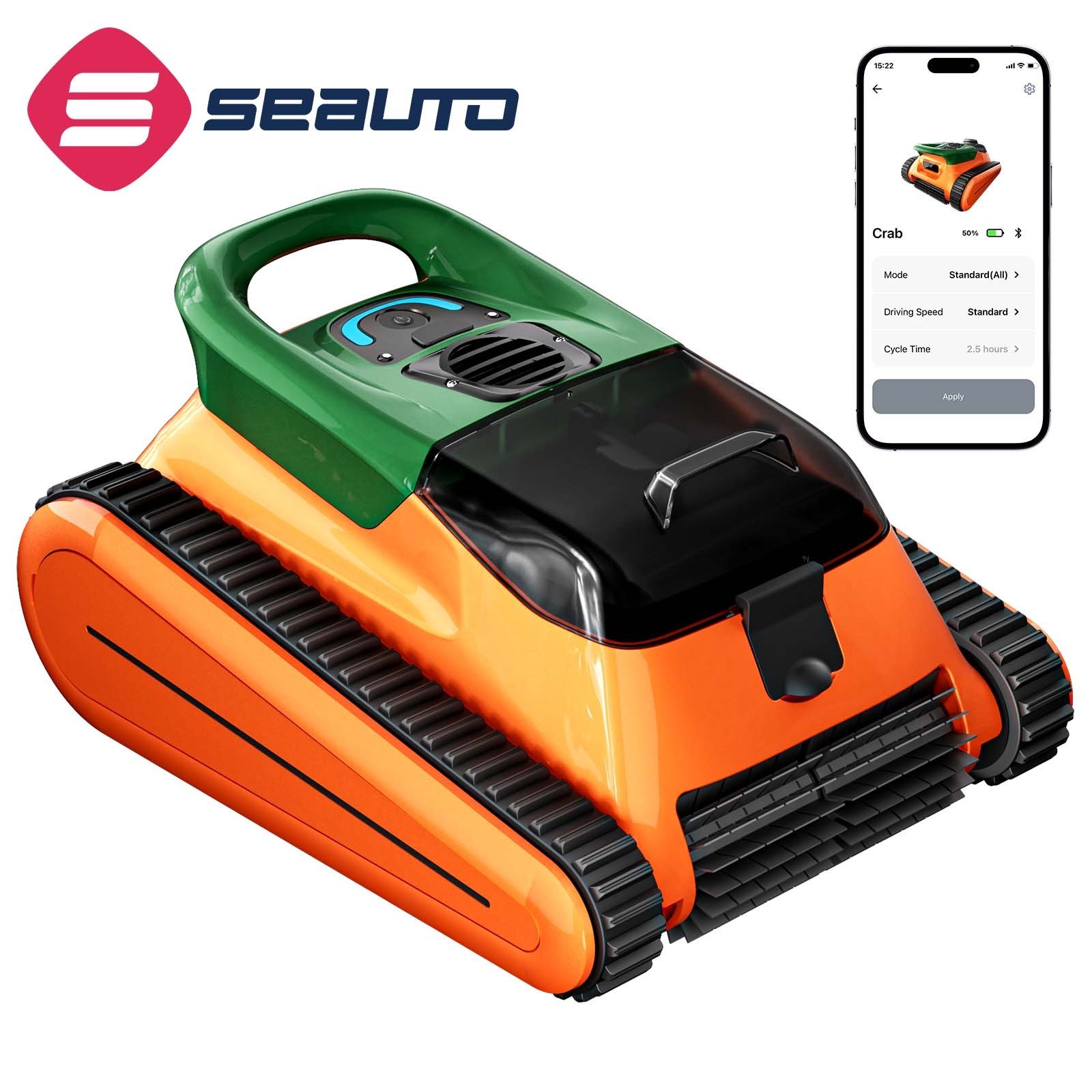 2026 Seauto Robotic Pool Cleaner Cordless 180W 45000Pa Suction Sonar Navigation