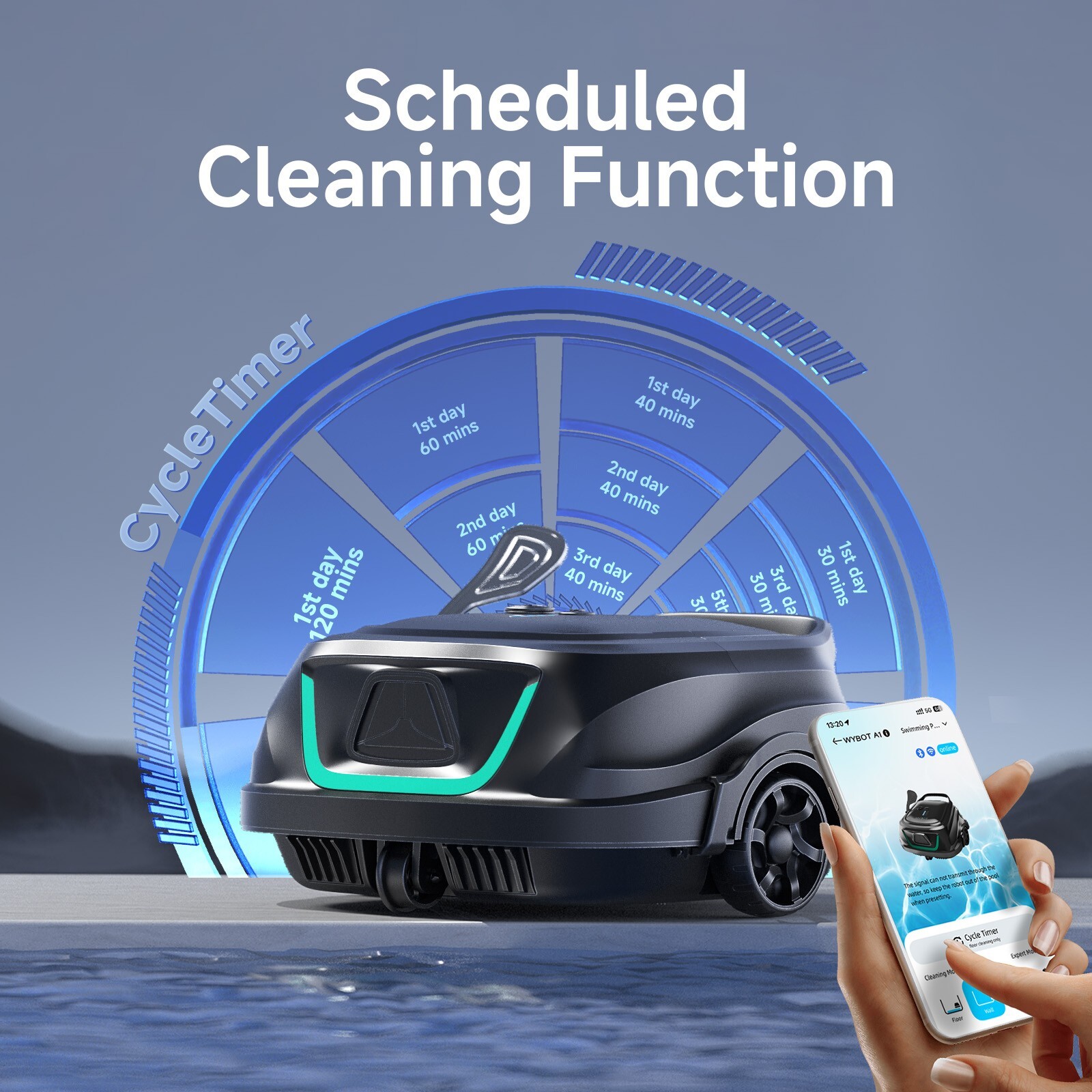 WYBOT A1 Cordless Robotic Pool Cleaner, Automatic Pool Vacuum
