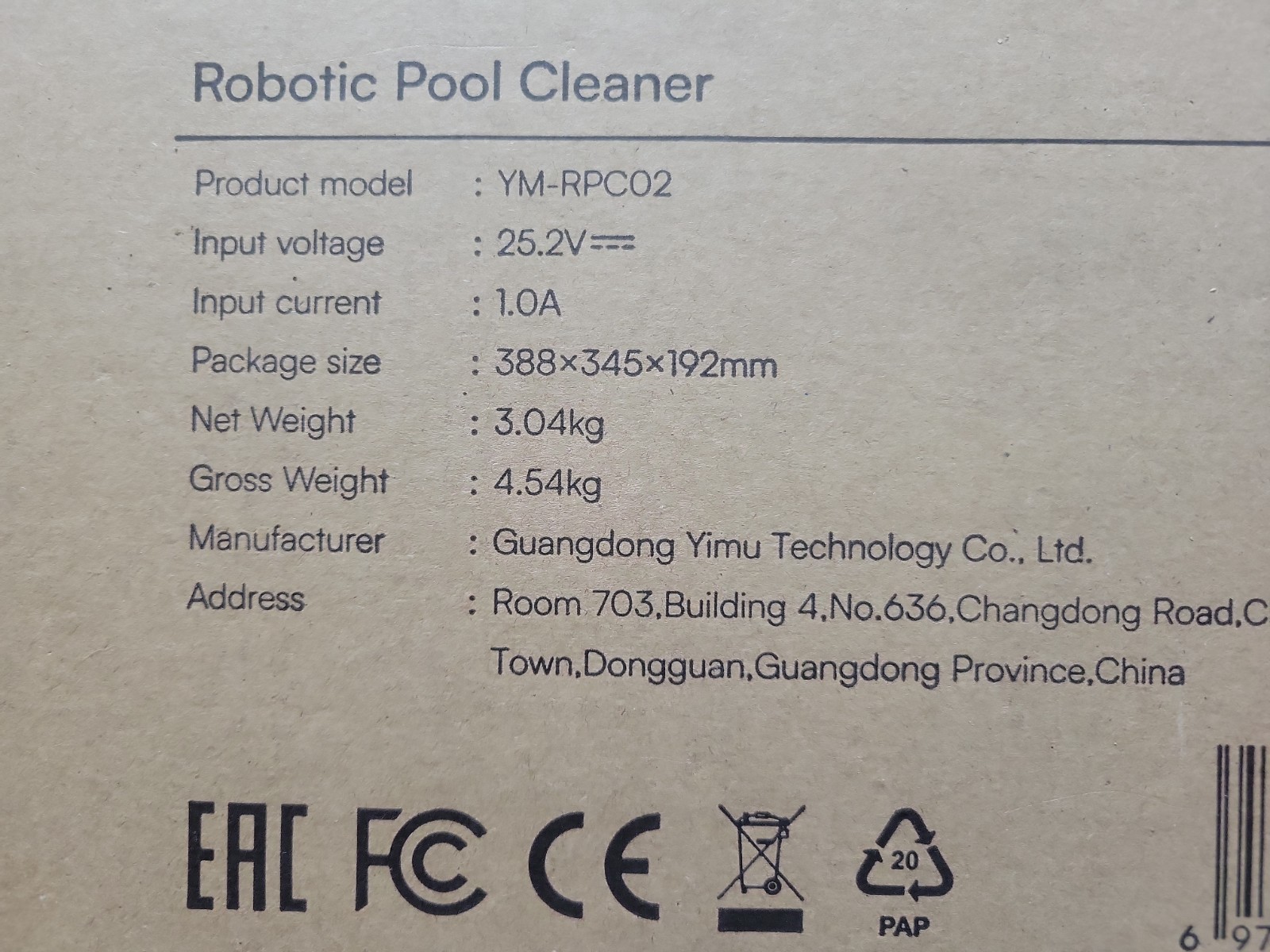 POOLMR Ray Robotic Pool Cleaner White/Black Plastic,