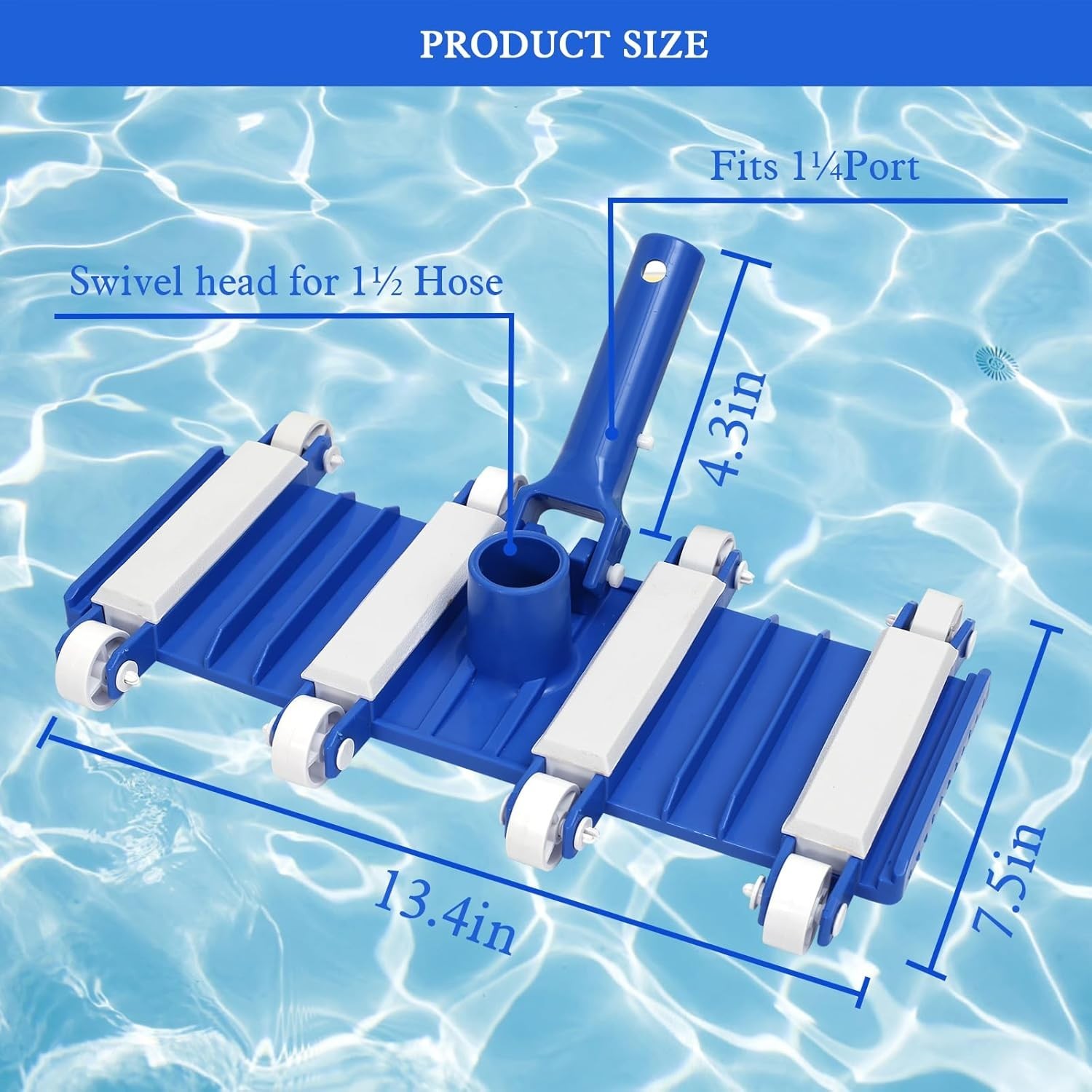 14in Pool Vacuum Head w/ Wheels Heavy Duty Flexible Swivel Cleaner