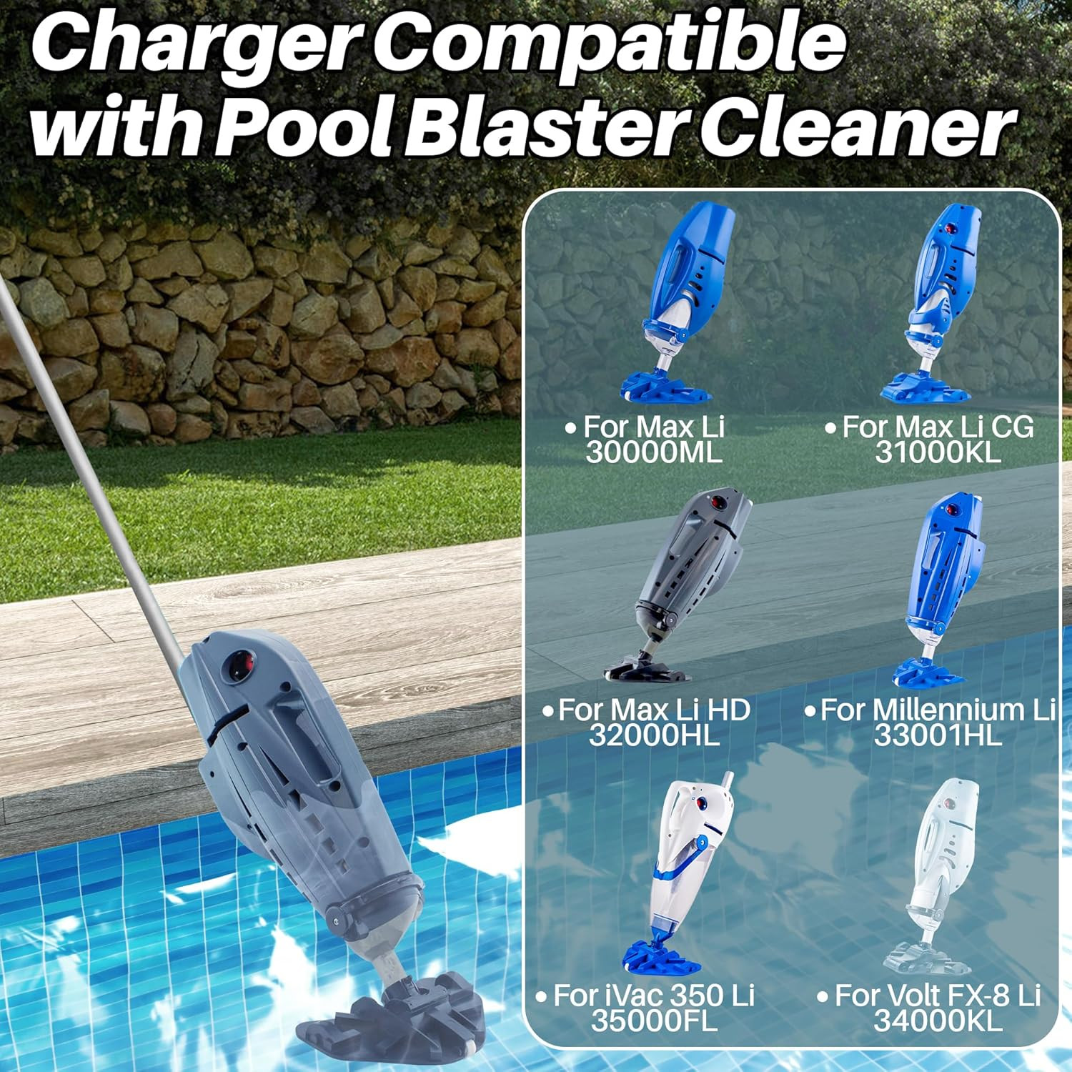 Charger for Pool Blaster Vacuum Parts Power Cord for Pool Blaster Max Cordless P