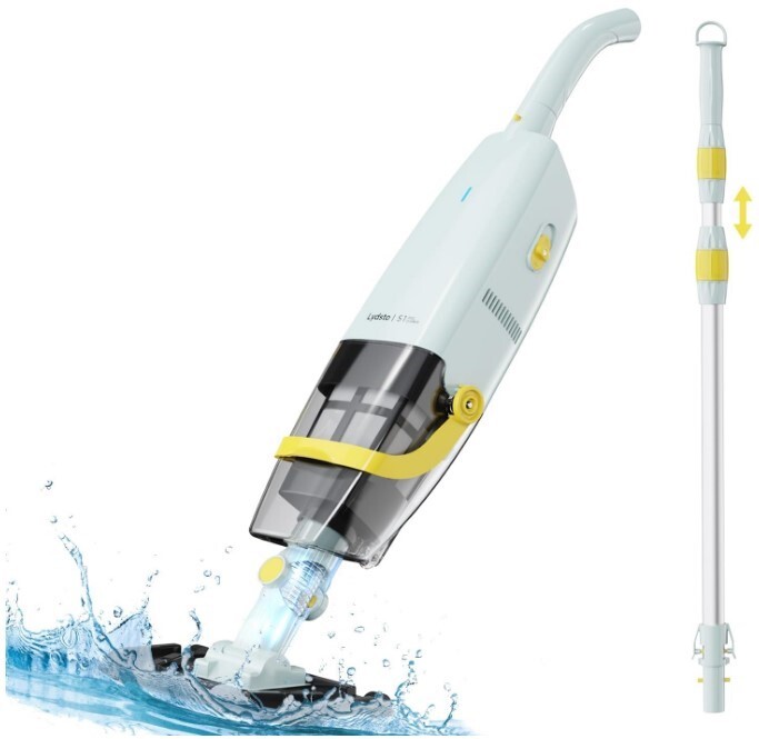 Handheld Pool Vacuum with Telescopic Pole, Cordless Rechargeable Pool Cleaner
