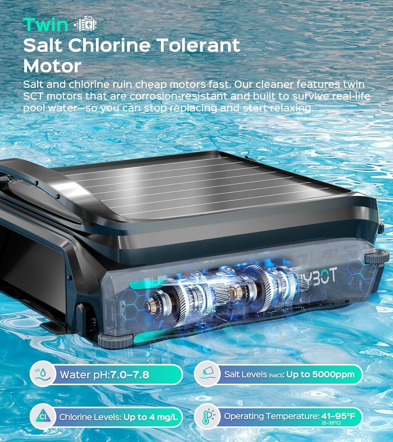 WYBOT F1 Solar Powered Robotic Pool Cleaner Pool Surface Skimmer Robot App NEW