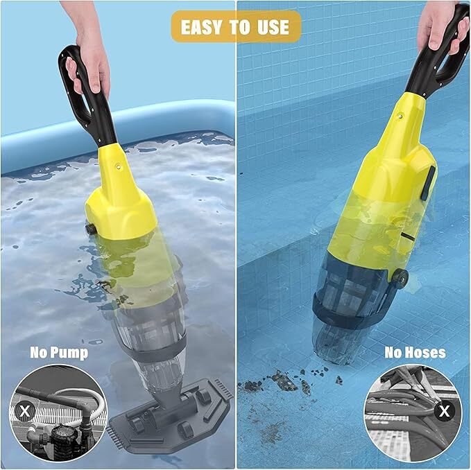 Handheld Pool Vacuum Rechargeable Pool Cleaner Powered with 60mins Runtime Hot