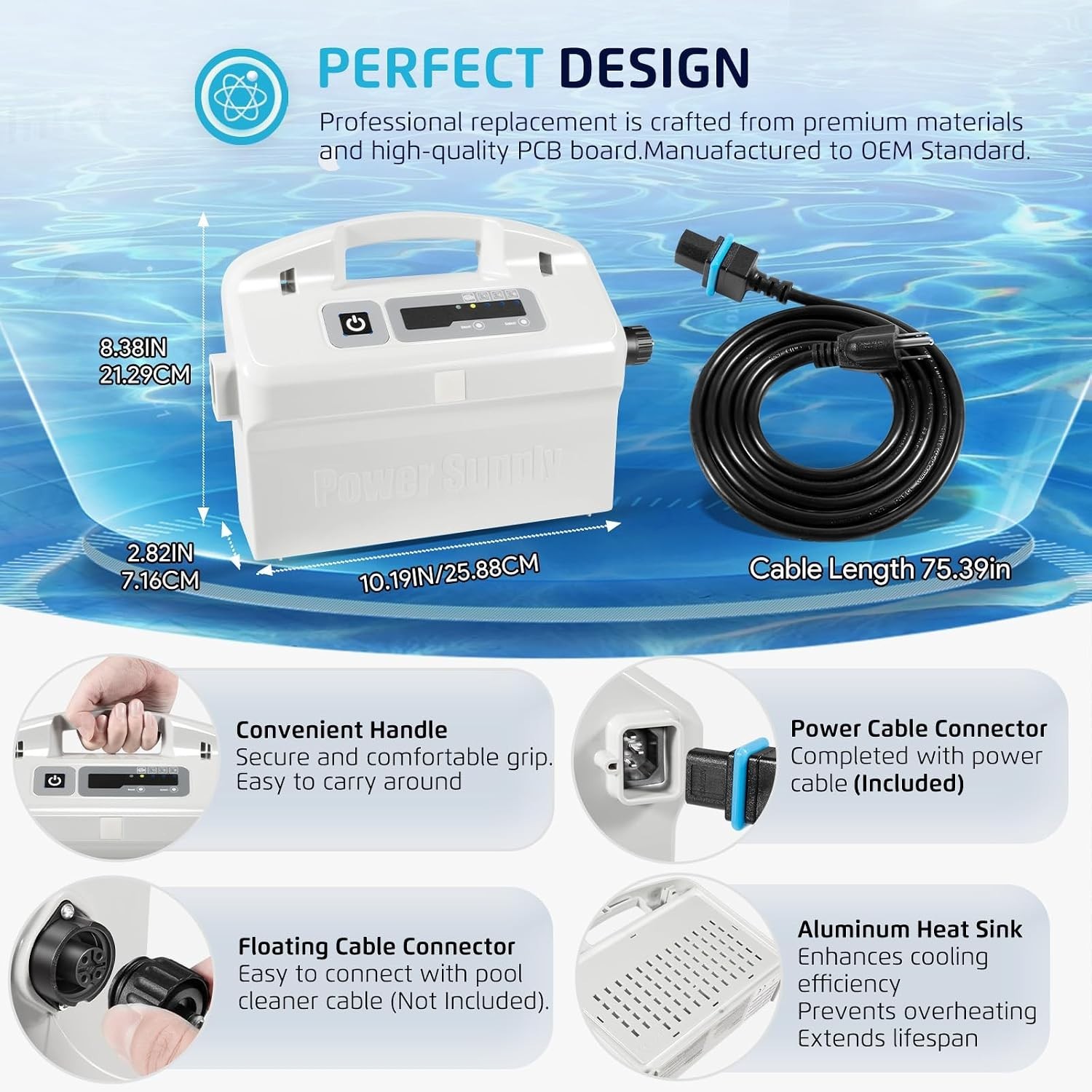 Replacement Power Supply w/ Cord for Dolphin Pool Cleaner 9995678-US-ASSY 180W