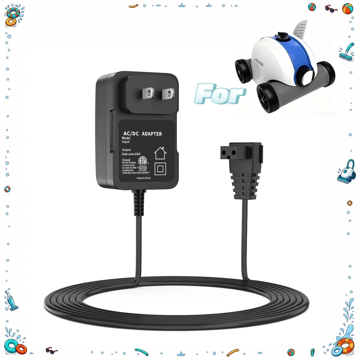 12.6v Ac Dc Adapter Charger for Paxcess HJ1103 Rock&Rocker Pool Vacuum Cleaner