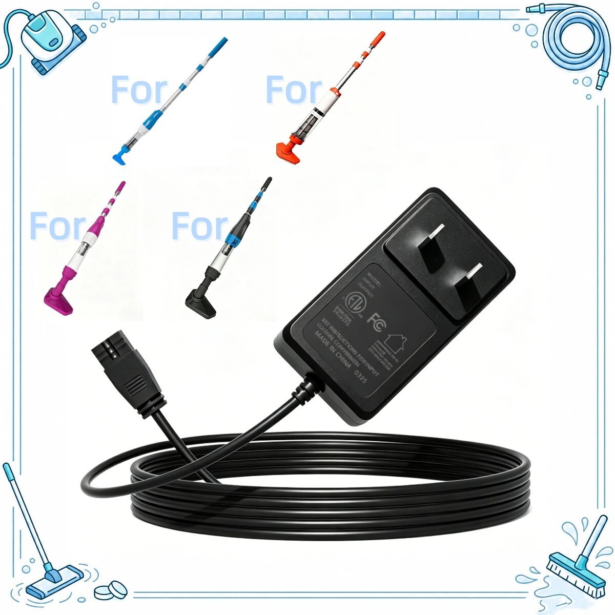 12.6V Power Adapter For YSMJ 1814 1819 2160 2161 Handheld Pool Vacuum Cleaner