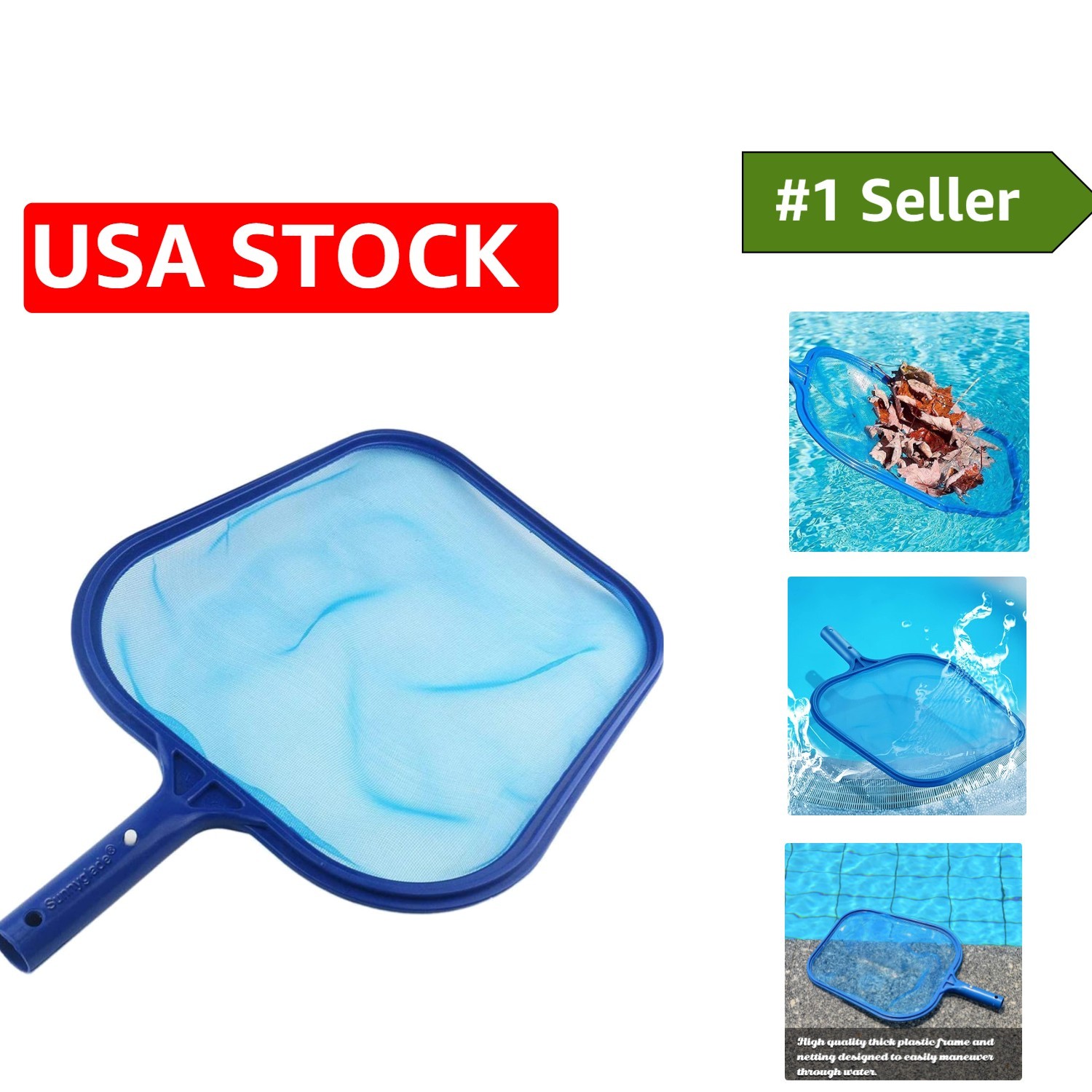 17.5×11.8in Heavy-Duty Pool Skimmer with Fine Mesh for Sparkling Clean Water