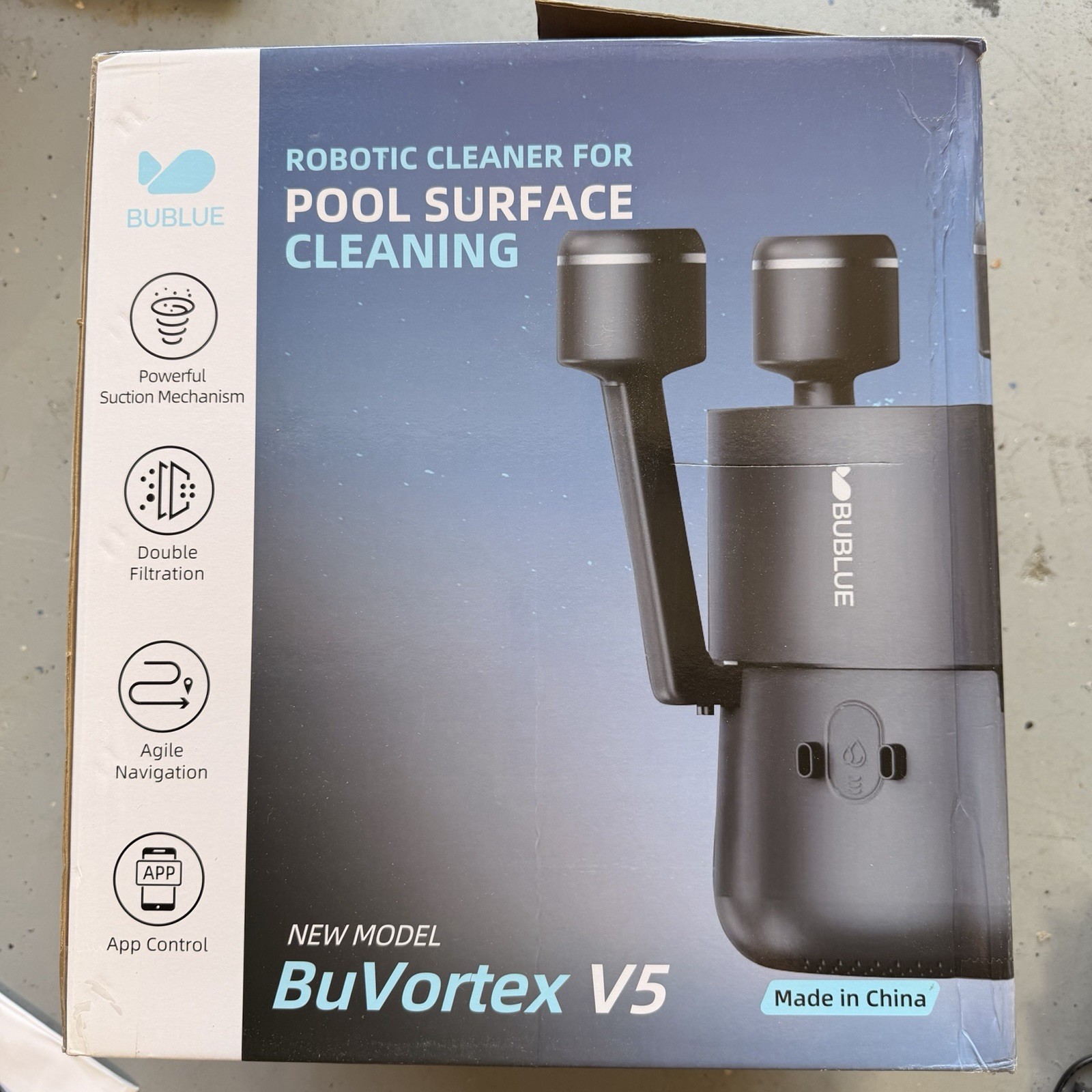 BUBLUE F10 BuVortex V5 Robotic Pool Surface Skimmer App Control 5L