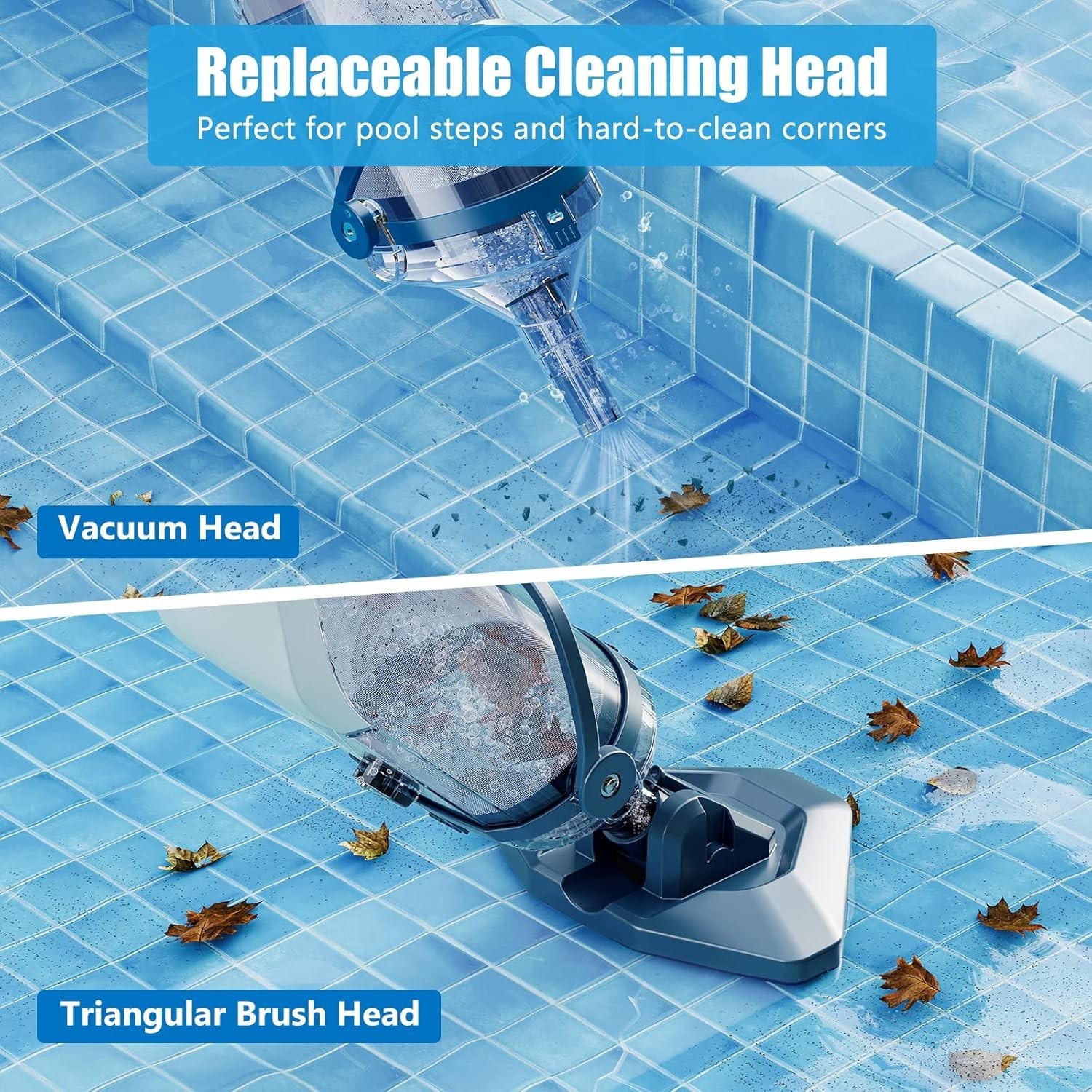 Versatile Rechargeable Pool Vacuum – 1 Hour Cleaning Power & Easy Handling