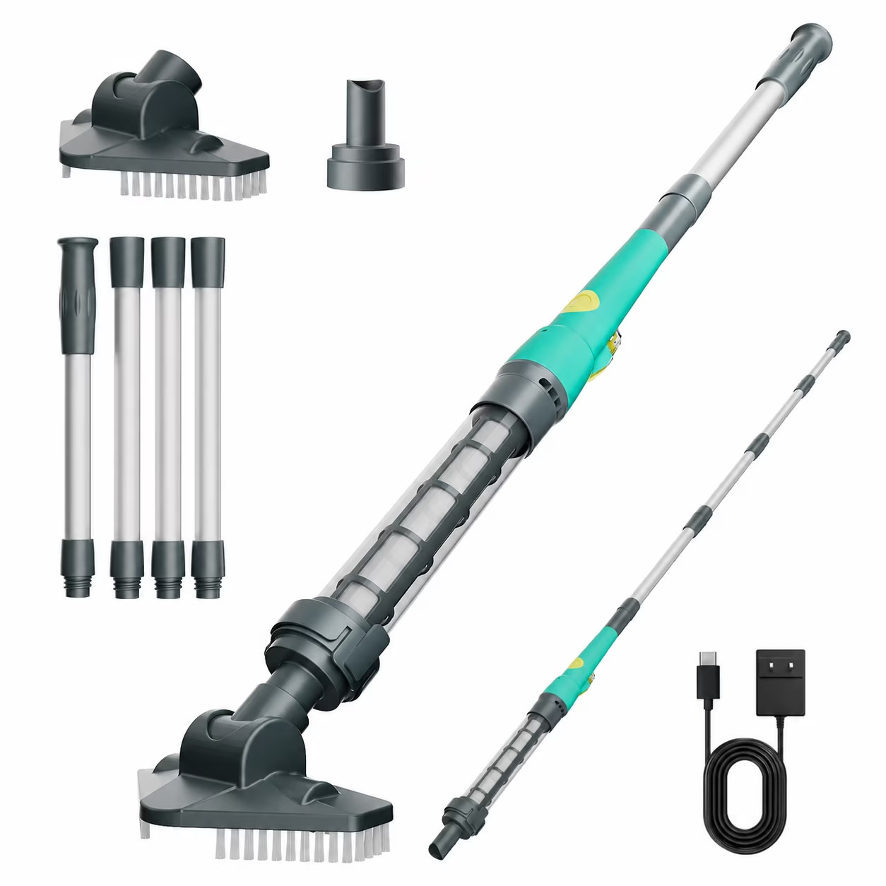 Efurden Cordless Pool Vacuum, Handheld Pool Vacuum with Running Time, Green