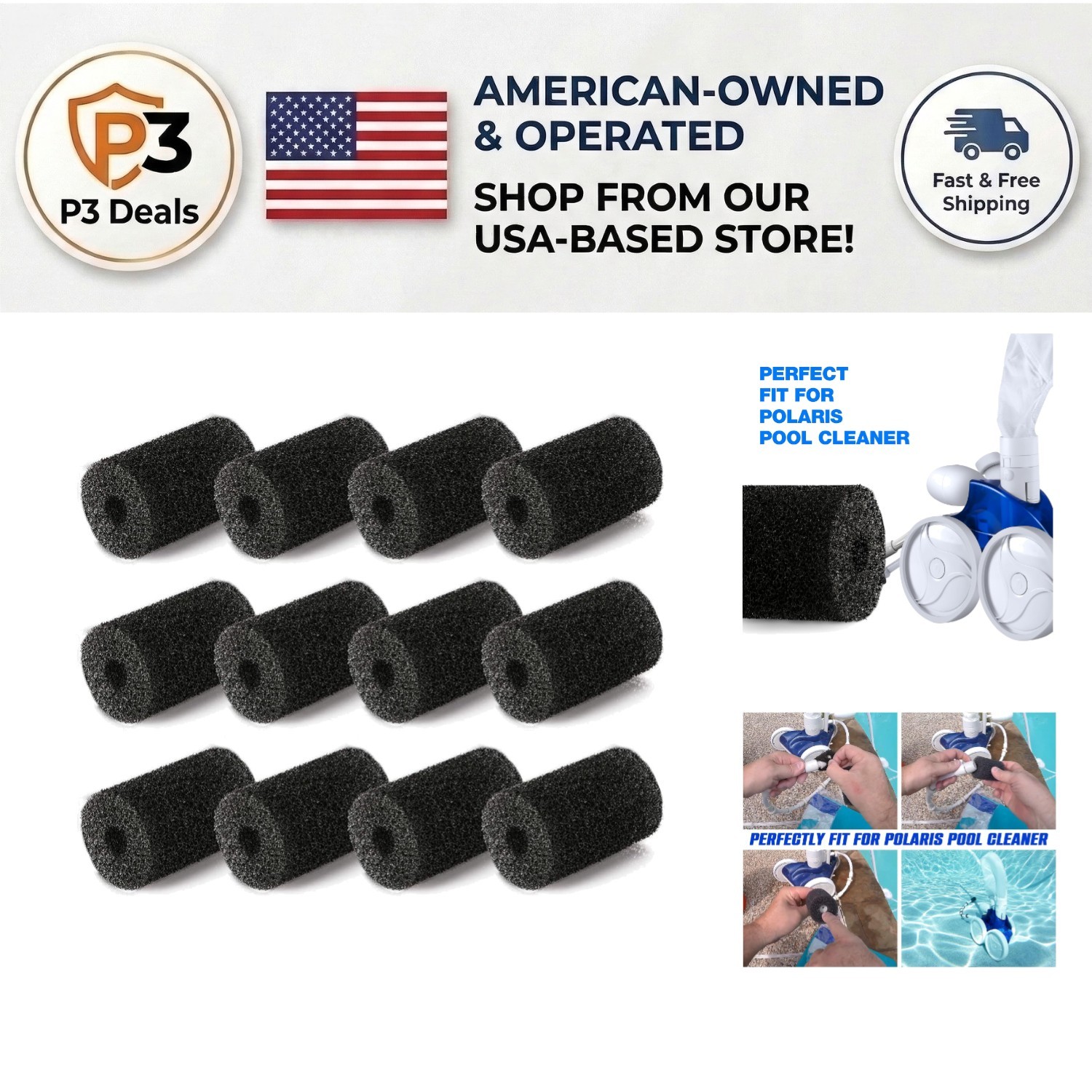 Economical 12-Pack Tail Scrubbers for Polaris Pool Cleaners – Easy Install