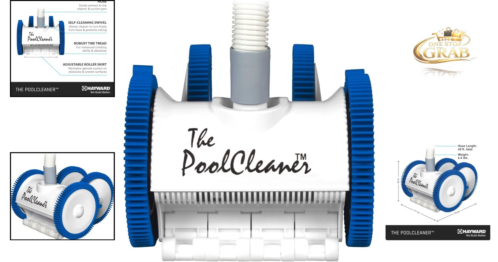 Poolvergnuegen 4-Wheel Suction Pool Cleaner for In-Ground Pools 20×40 ft