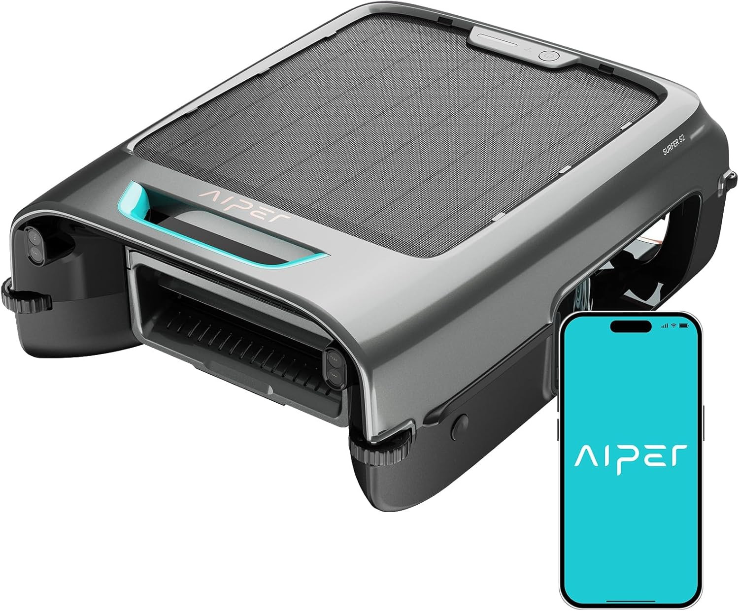 AIPER Surfer S2 Solar Powered Pool Surface Skimmer Robot with APP Support, 24/7