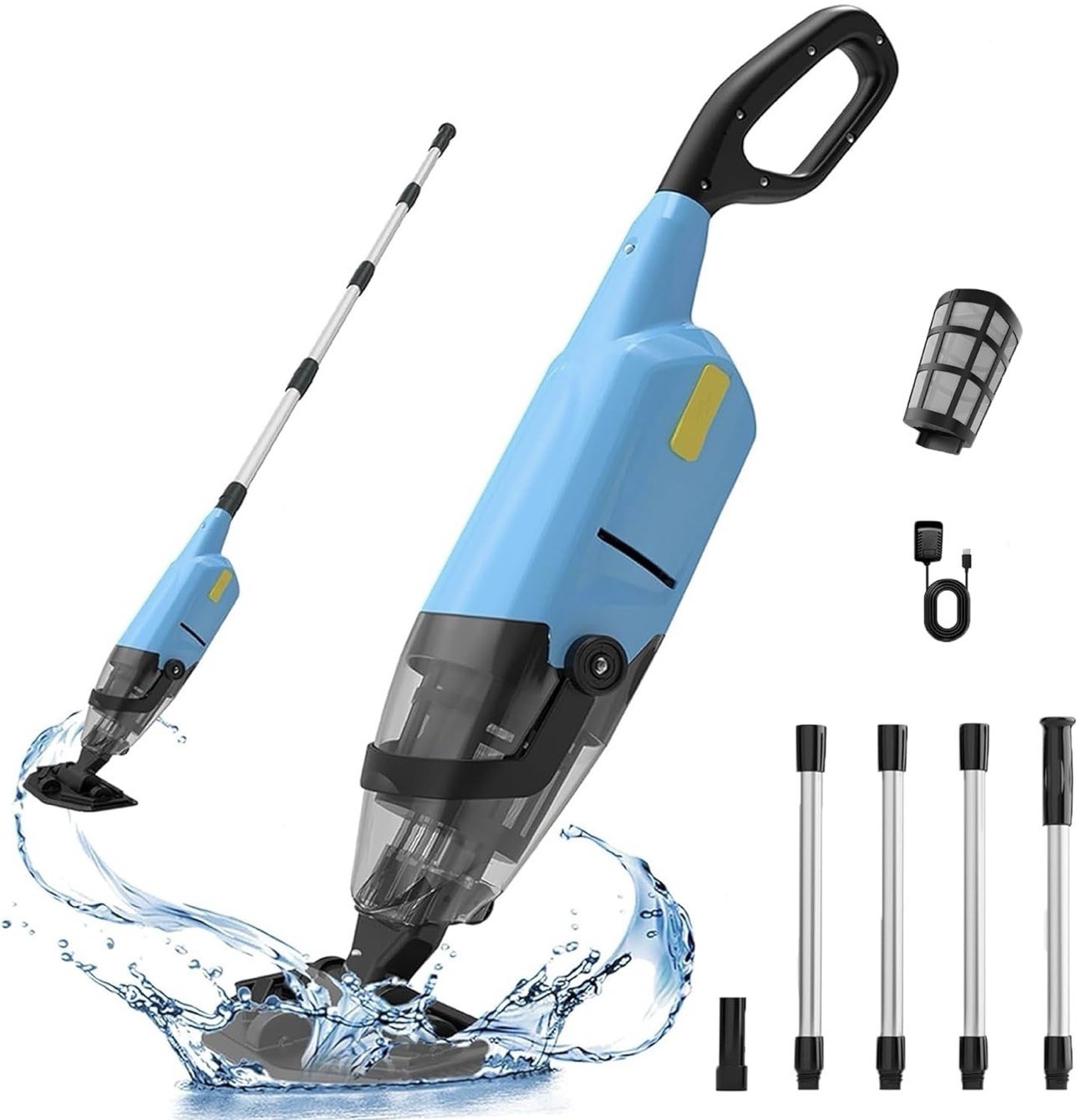 Cordless Pool Vacuum for Above Ground Pool Handheld Pool Cleaner Rechargeable