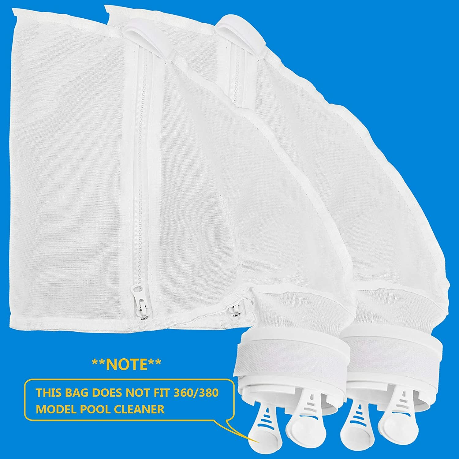 2x Pool Cleaner Bags Purpose Filter Bag for Polaris 280 480 Part Cleaner Zipper