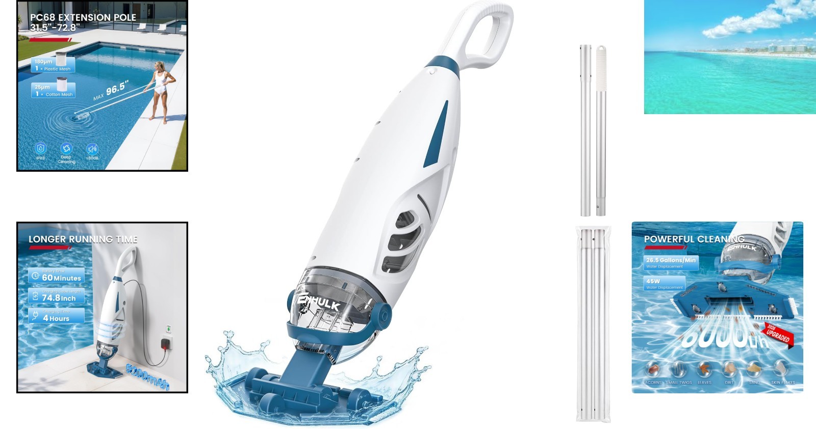 Effortless Cleaning: PC68 Cordless Pool Vacuum for Inground & Above Ground Pools