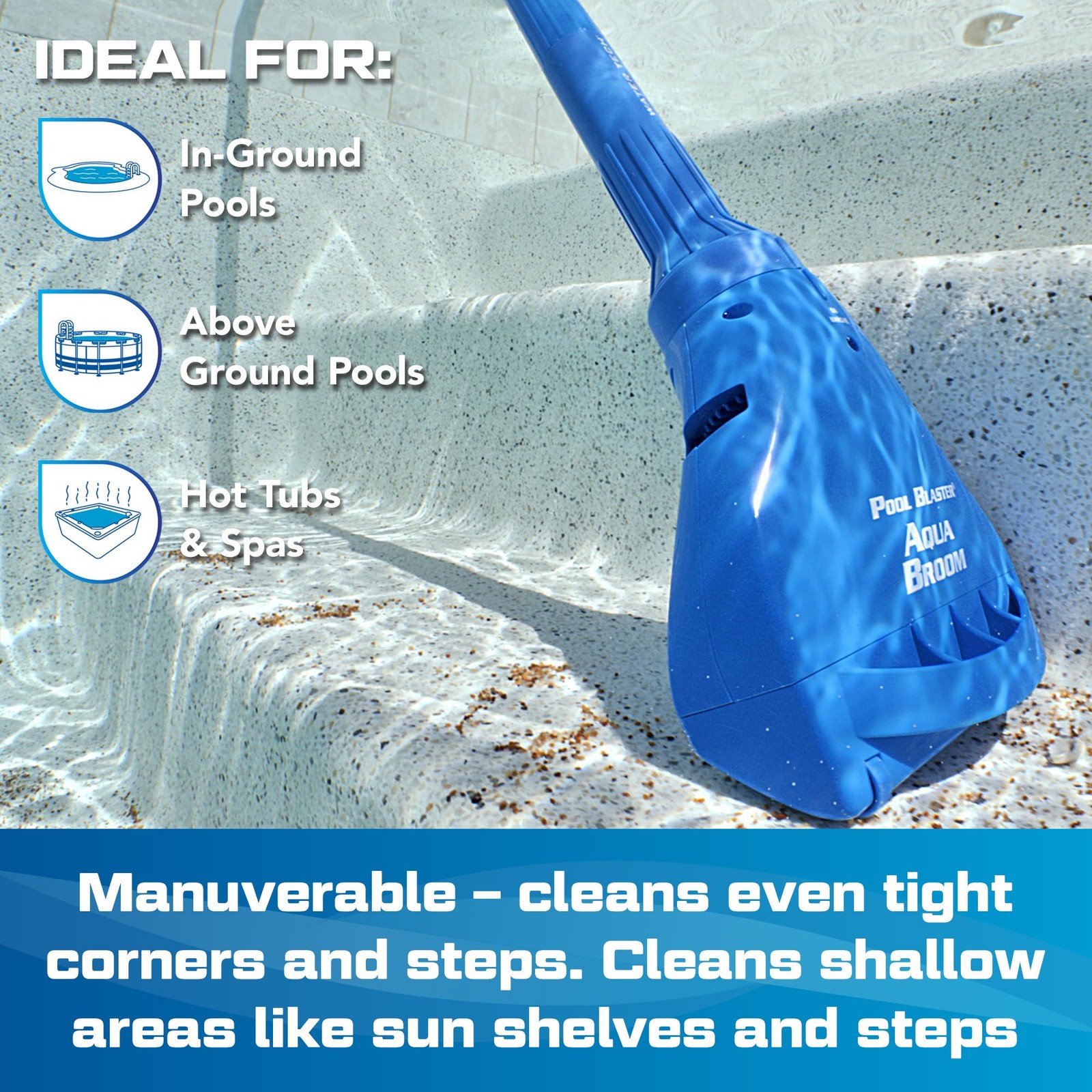 Pool Blaster Aqua Broom XL Ultra Cordless Pool & Spa Vacuum Cleaner with Pole