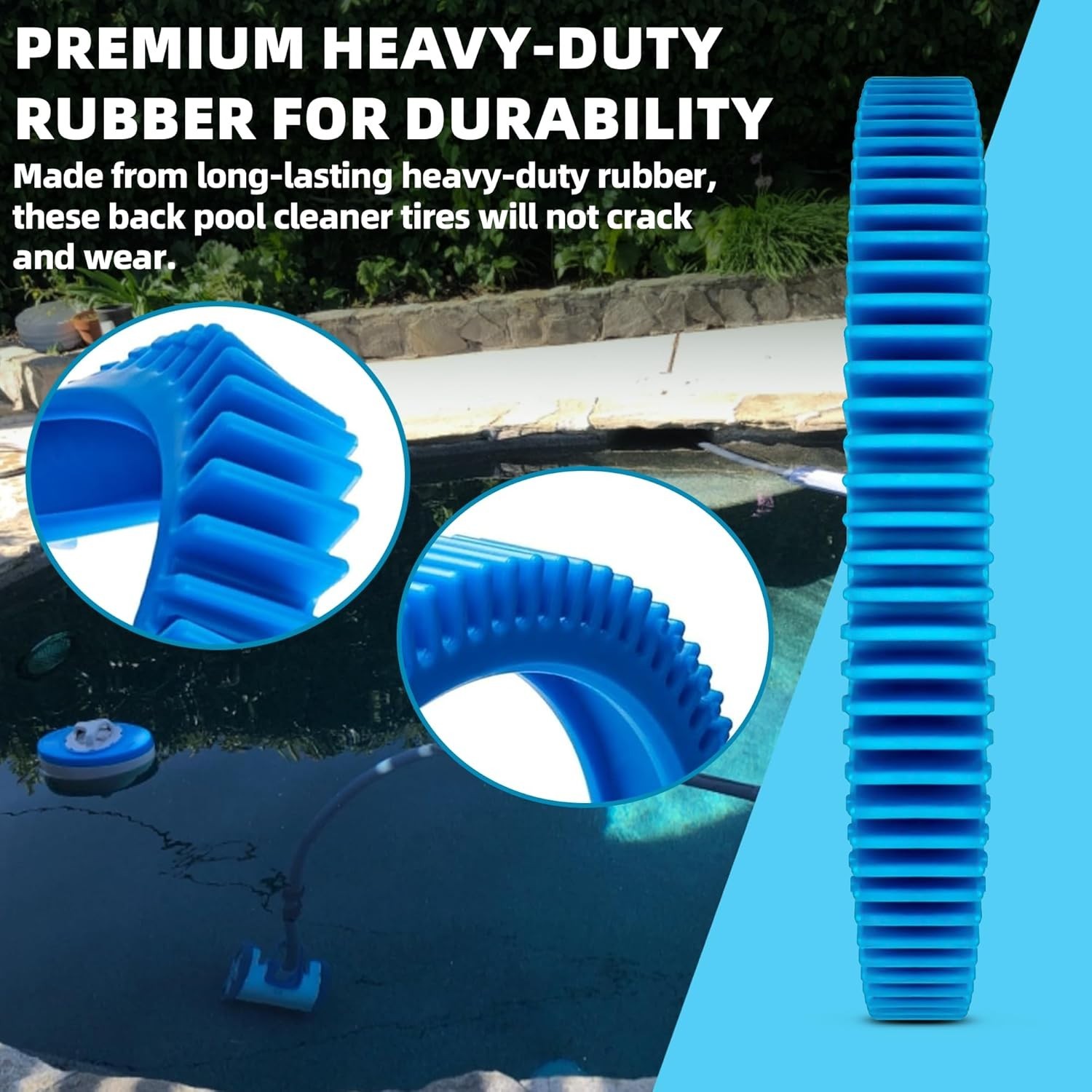 2 Pack Rear Tires Pool Cleaner Replacement for Hayward Poolvergnuegen 4 Wheel