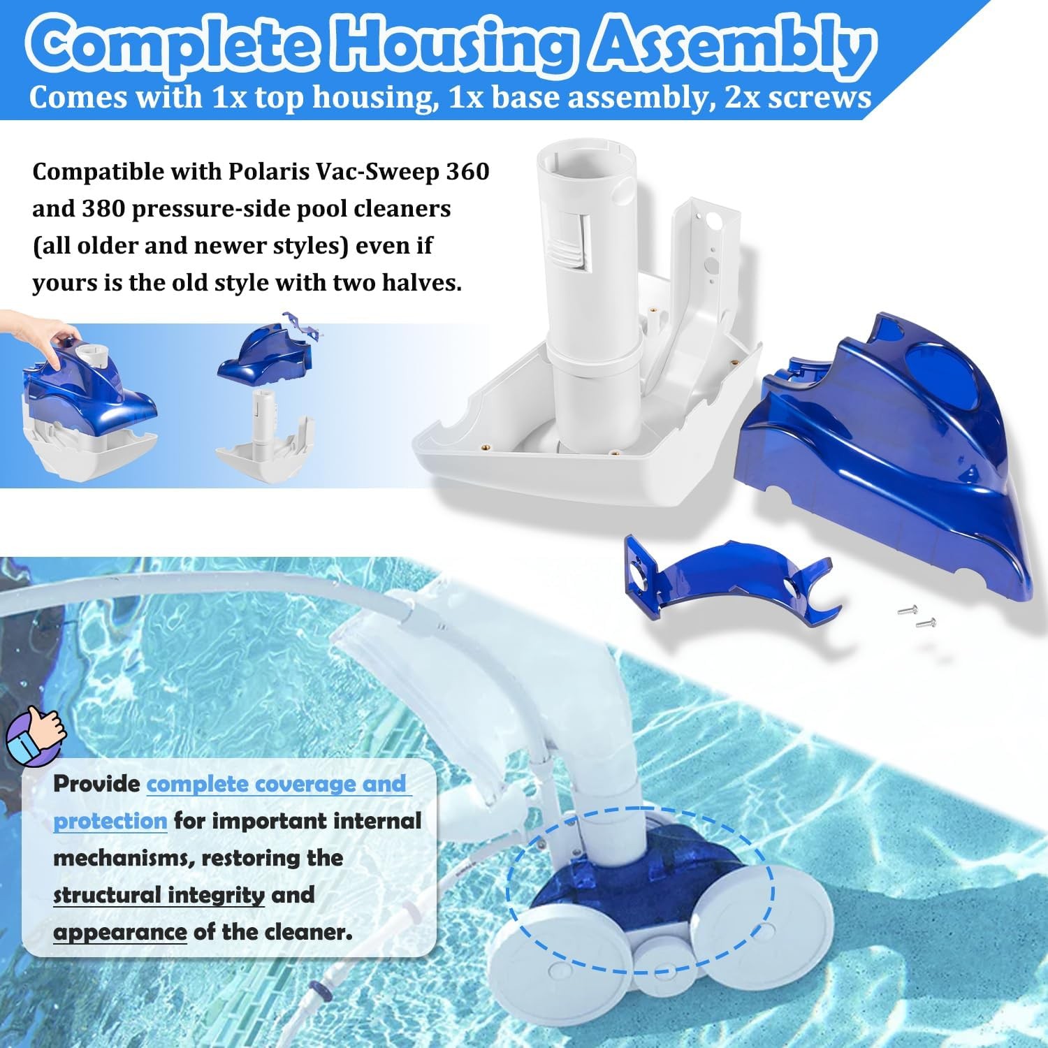 9-100-7030 Top & Base Assembly for Polaris Vac-Sweep 380/360 Models Pool Cleaner