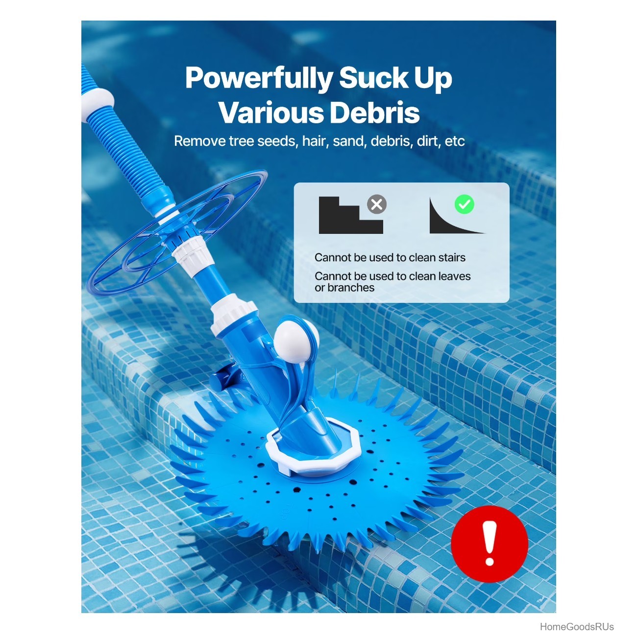 Automatic Suction Pool Cleaner 12 Hoses 33ft In Ground Above Ground Up to 20×35