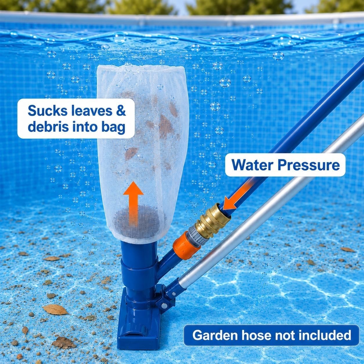 Effortless Cleaning Pool Vacuum – Non-Electric Design with 2 Bag Options