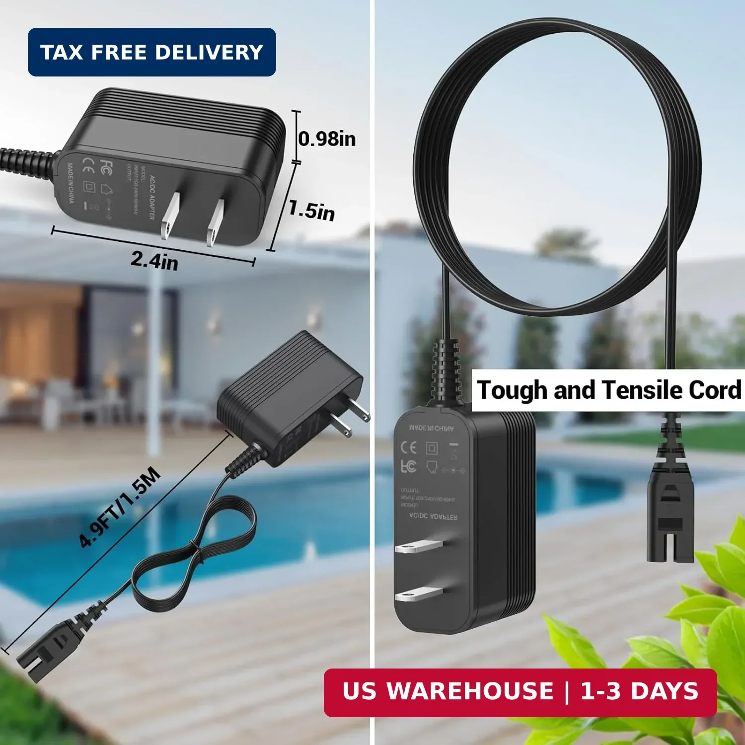 Power Cord for Pool Blaster Charger Compatible with Pool Blaster Vacuum 22151EL