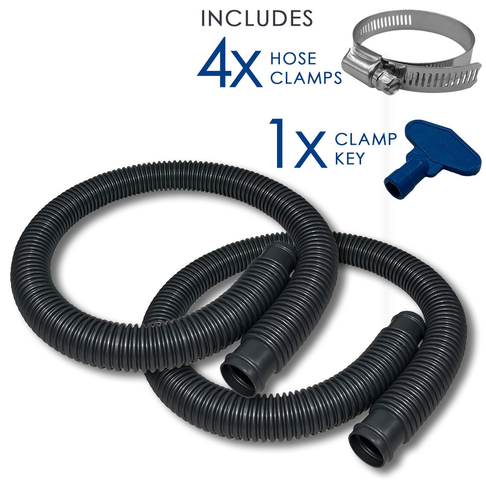 Puri Tech Durable Pool Filter Hose 2pk Above Ground 4 Hose Clamps 1.25 in x 3 ft