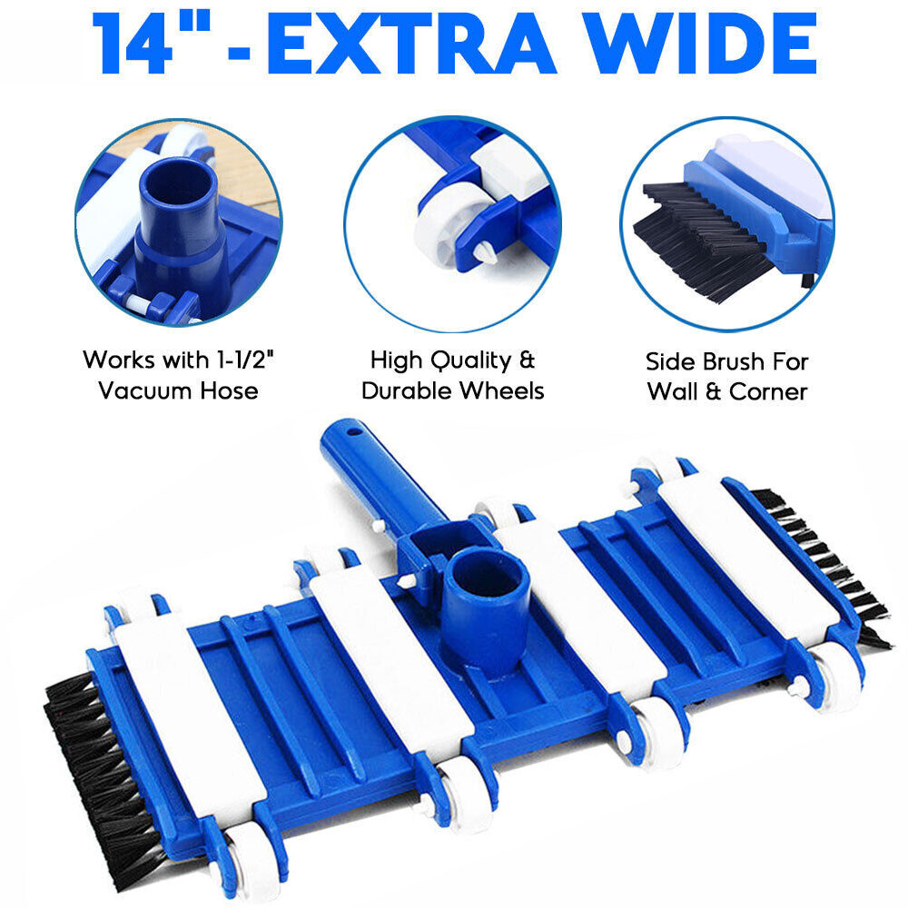 14″ Pool Vacuum Head Cleaner Hose Inground Above Ground Brush Swimming Tool Head