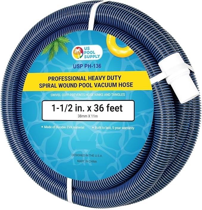 NEW U.S. Pool Supply Inground Pool Vacuum Hose 1.5″ x 36′ Kink-Free Swivel Cuff