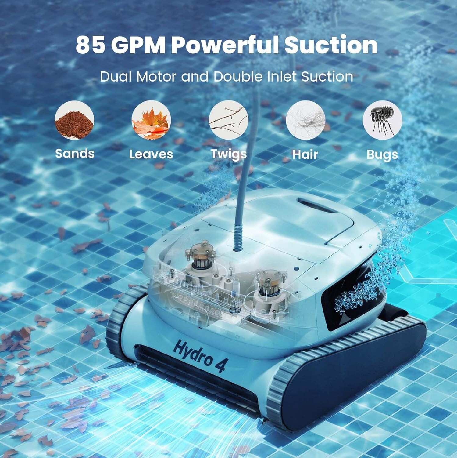 AIPER Cordless Robotic Automatic Pool Cleaner Vacuum,5000 mAh Rechargeable USED