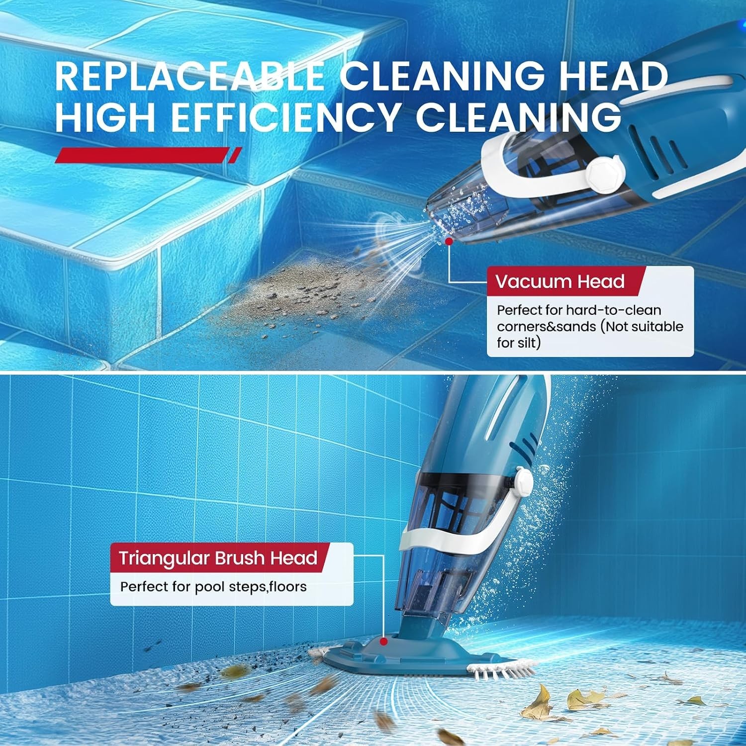 Cordless Pool Vacuum 18.5 Gpm 80 Min 76.8 Inch Pole Enhulk Pc40
