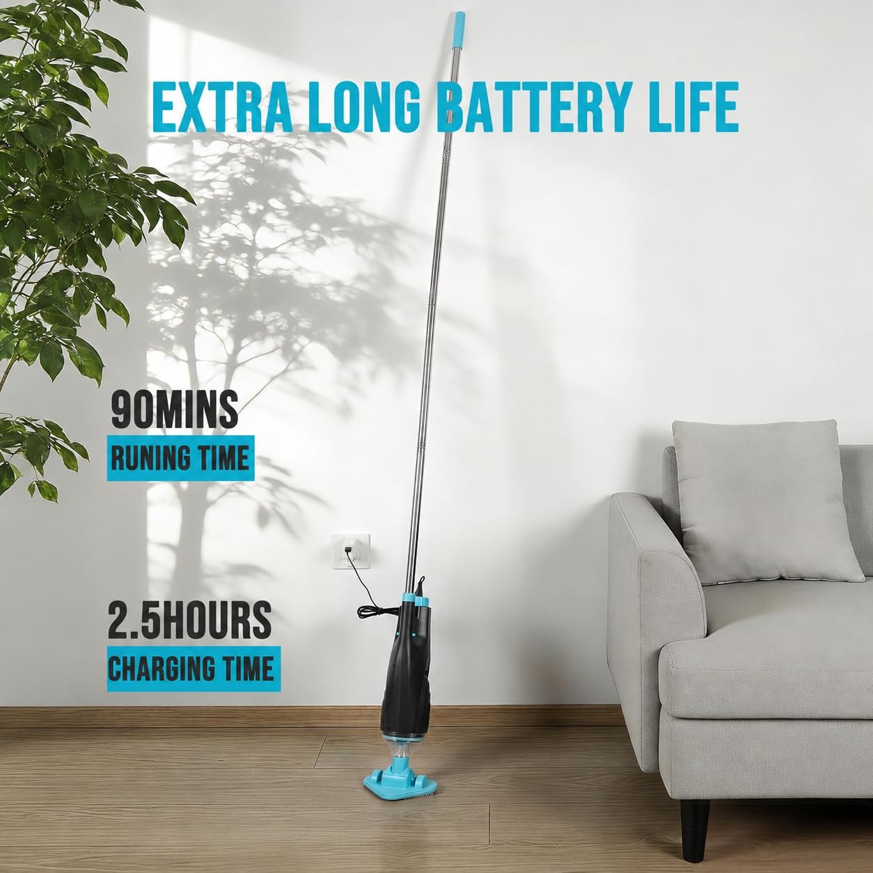 Cordless Handheld Pool Vacuum for Hot Tub Spa and Small Pools, Running time u…
