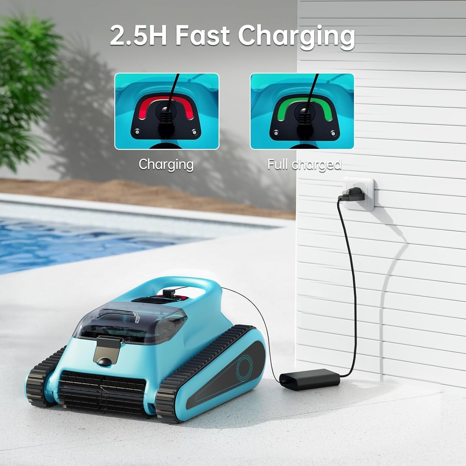 Cordless Robotic Pool Cleaner, Smart Navigation, 150min Runtime, 180W