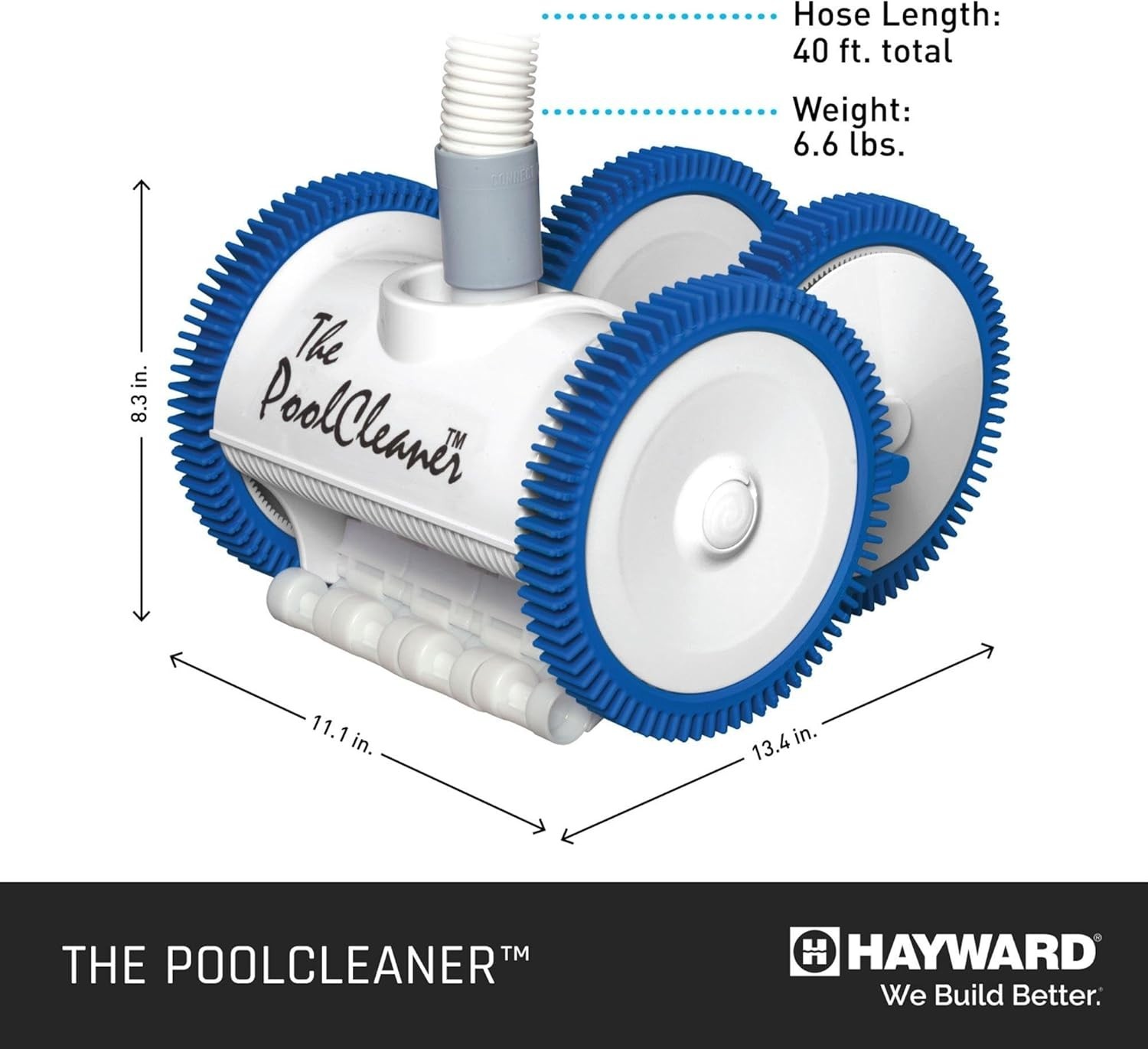 Poolvergnuegen 4-Wheel Suction Pool Cleaner for In-Ground Pools 20×40 ft