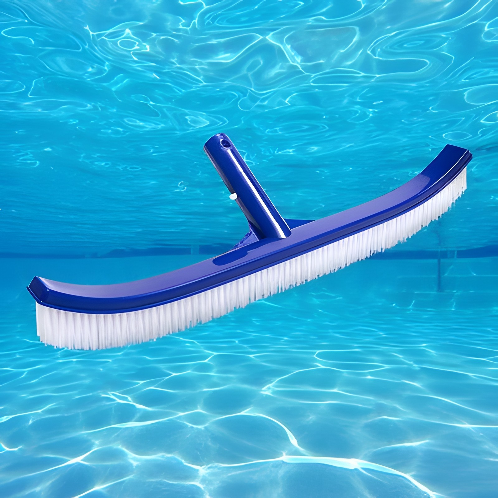 18″ Heavy Duty Pool Brush for Walls, Tiles & Floor w/ EZ Clips & Curved Ends