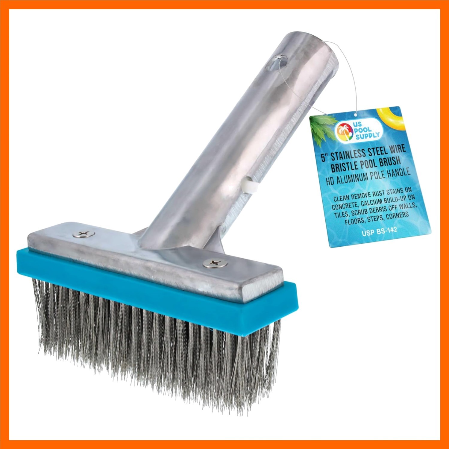 5″ Pool Brush Head for Inground Pools, Stainless Steel | Pool Brush, Metal Wi…