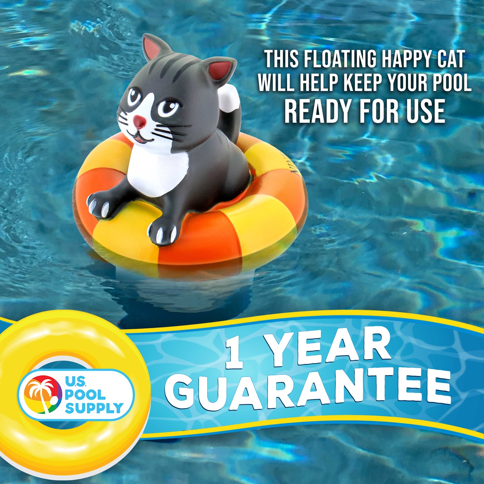 U.S. Pool Supply Kitty Cat Floating Pool Dispenser, Holds 3″ Tablets