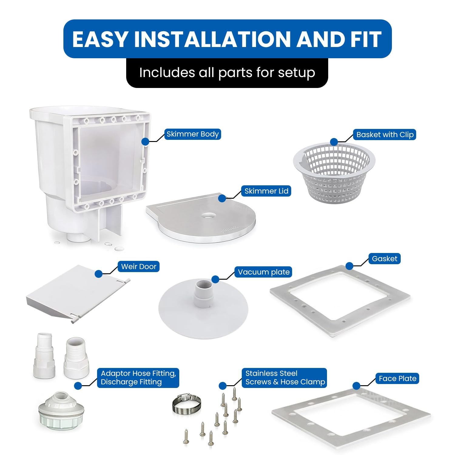 “45400 Square Mouth ThruTheWall Skimmer Kit for Above Ground Pools”