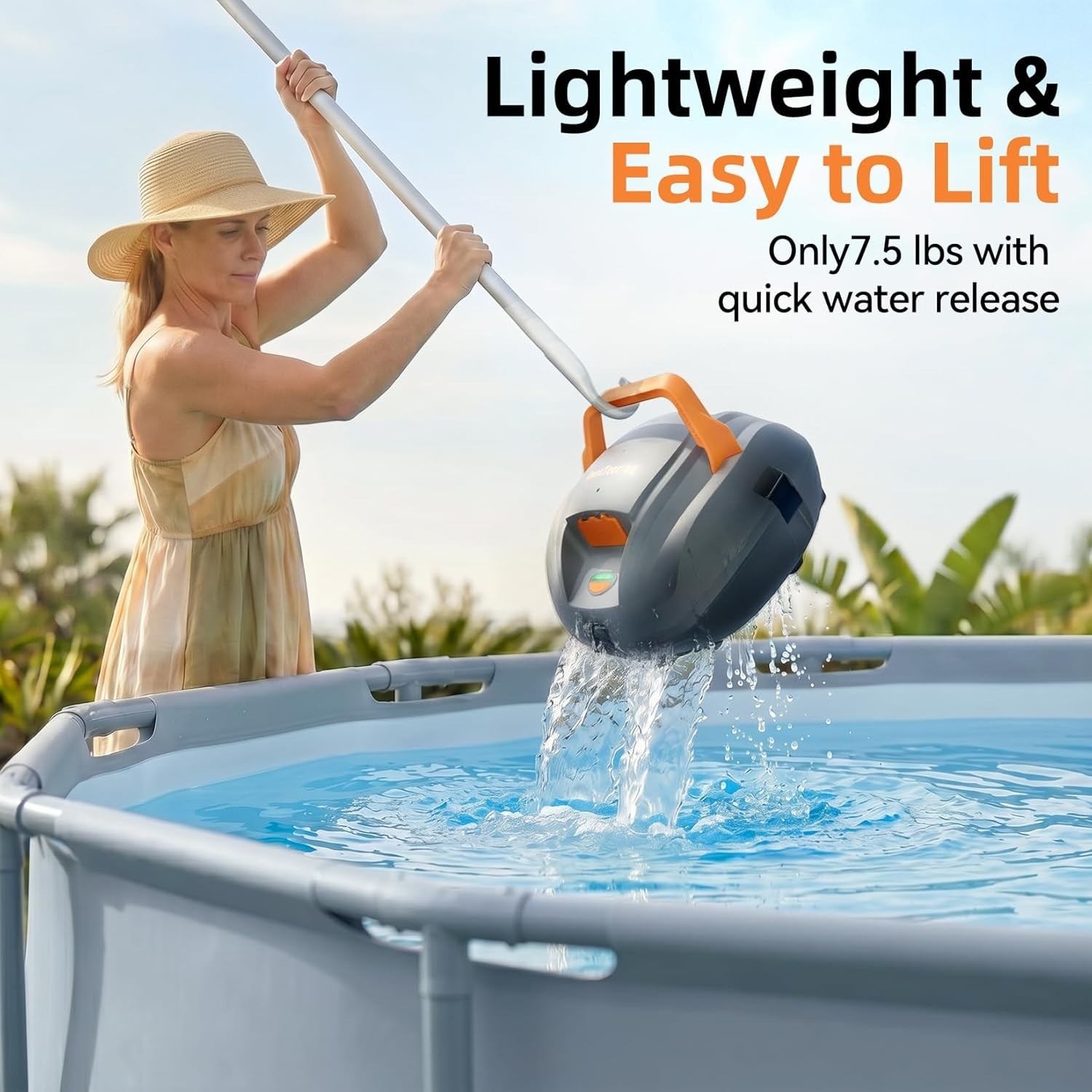 Powerful Cordless Robotic Automatic Pool Vacuum Cleaner for Above Ground Pools