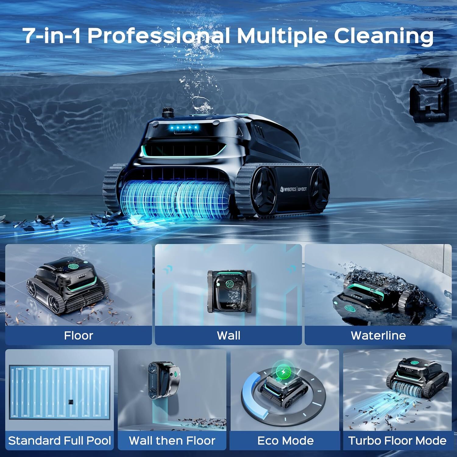 WYBOT S2 Robotic Pool Vacuum Wall Climbing Solar Pool Cleaner for Inground Pools