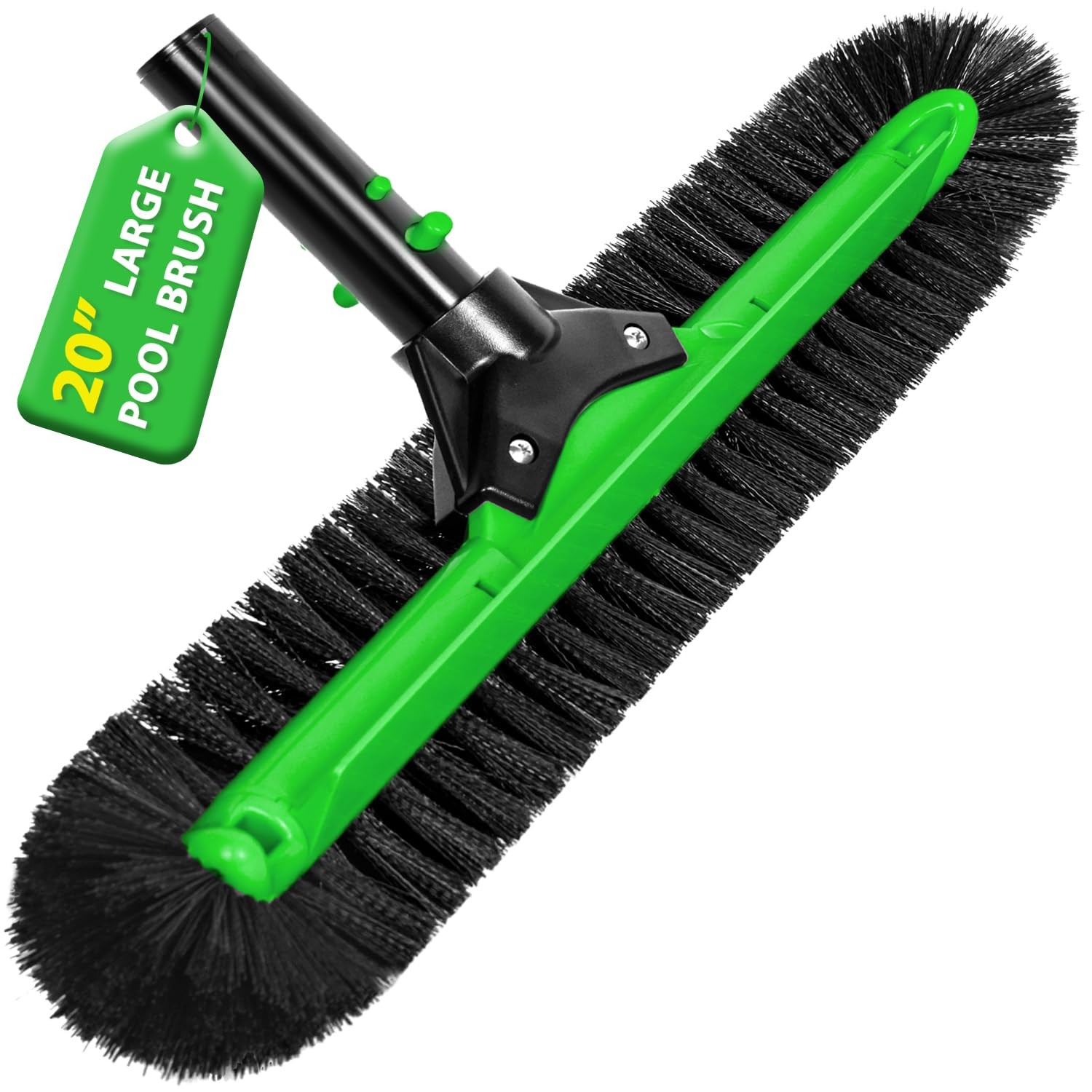 20″ Wide Pool Brush , Heavy Duty Pool Scrub Brush with 12-Rows Soft Bristles,…