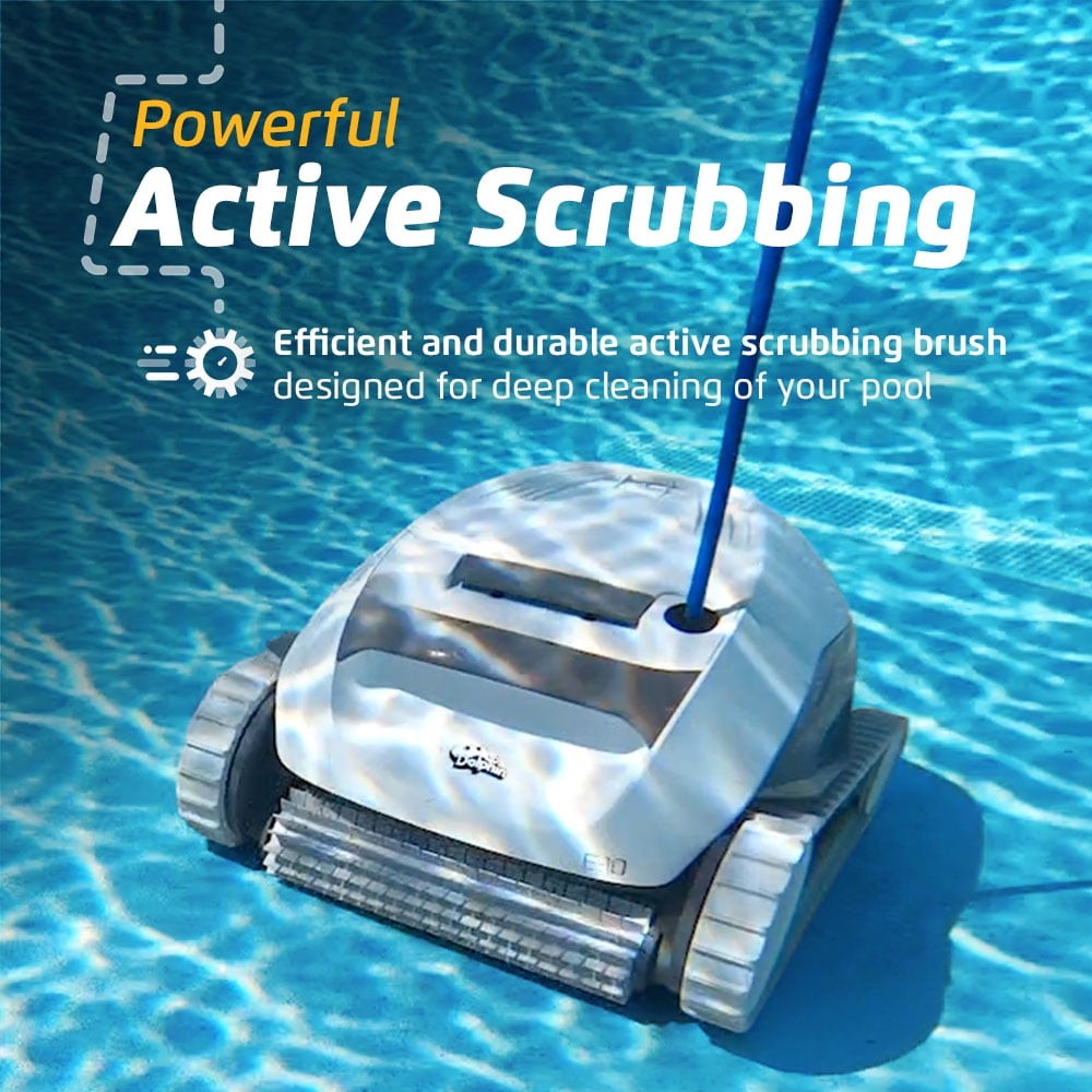 Dolphin Explorer E10 Robotic Automatic Pool Cleaner with Active Scrubbing Brush,