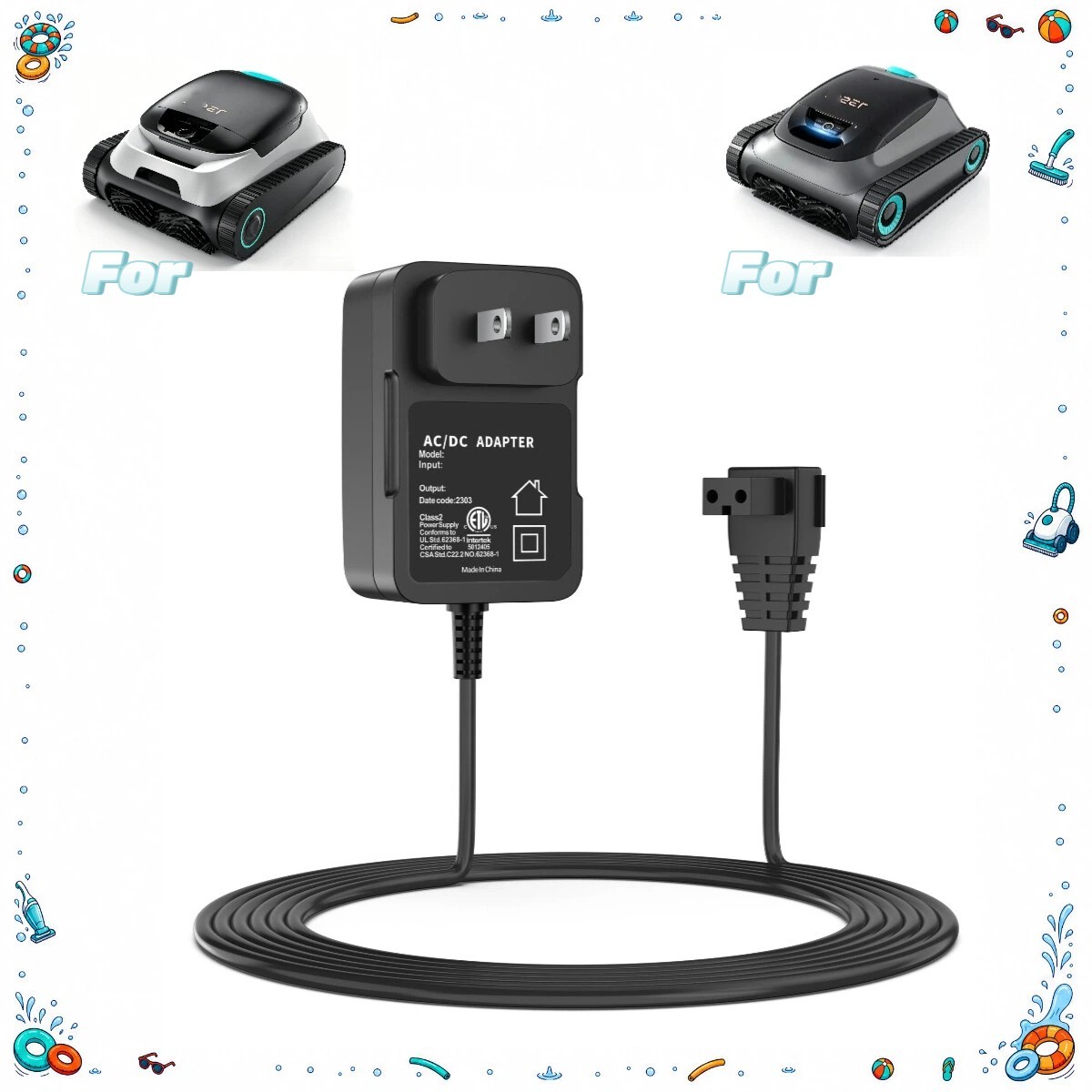 16.8V AC Charger Compatible with Aiper Scuba N1/X5 Pro Pool Vacuum cleaner