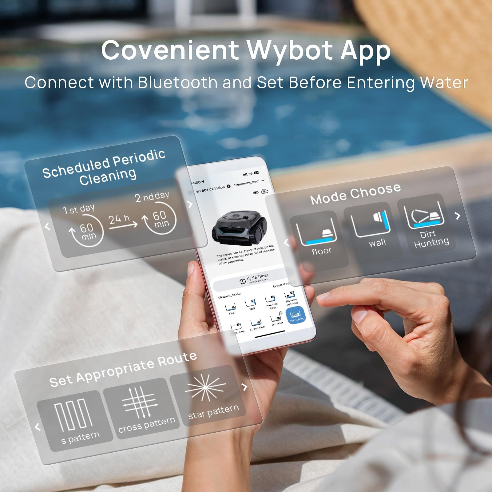 WYBOT C2 Vision Robotic Pool Cleaner Cordless Pool Vacuum Cleaner Inground Pool