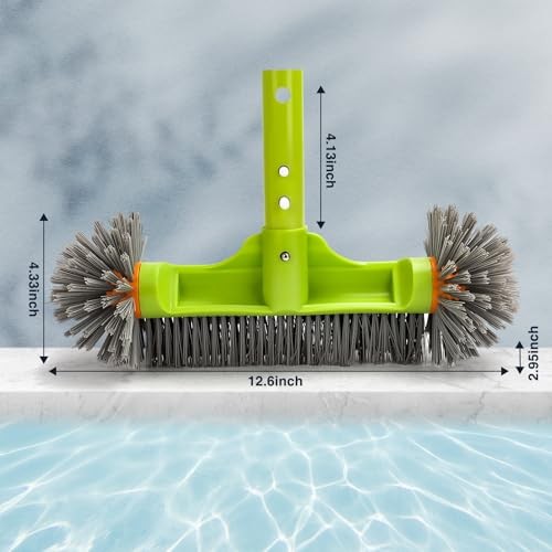 Pool Brush Head with Round Ends, 12.5” High-Efficiency Pool Brush for Green